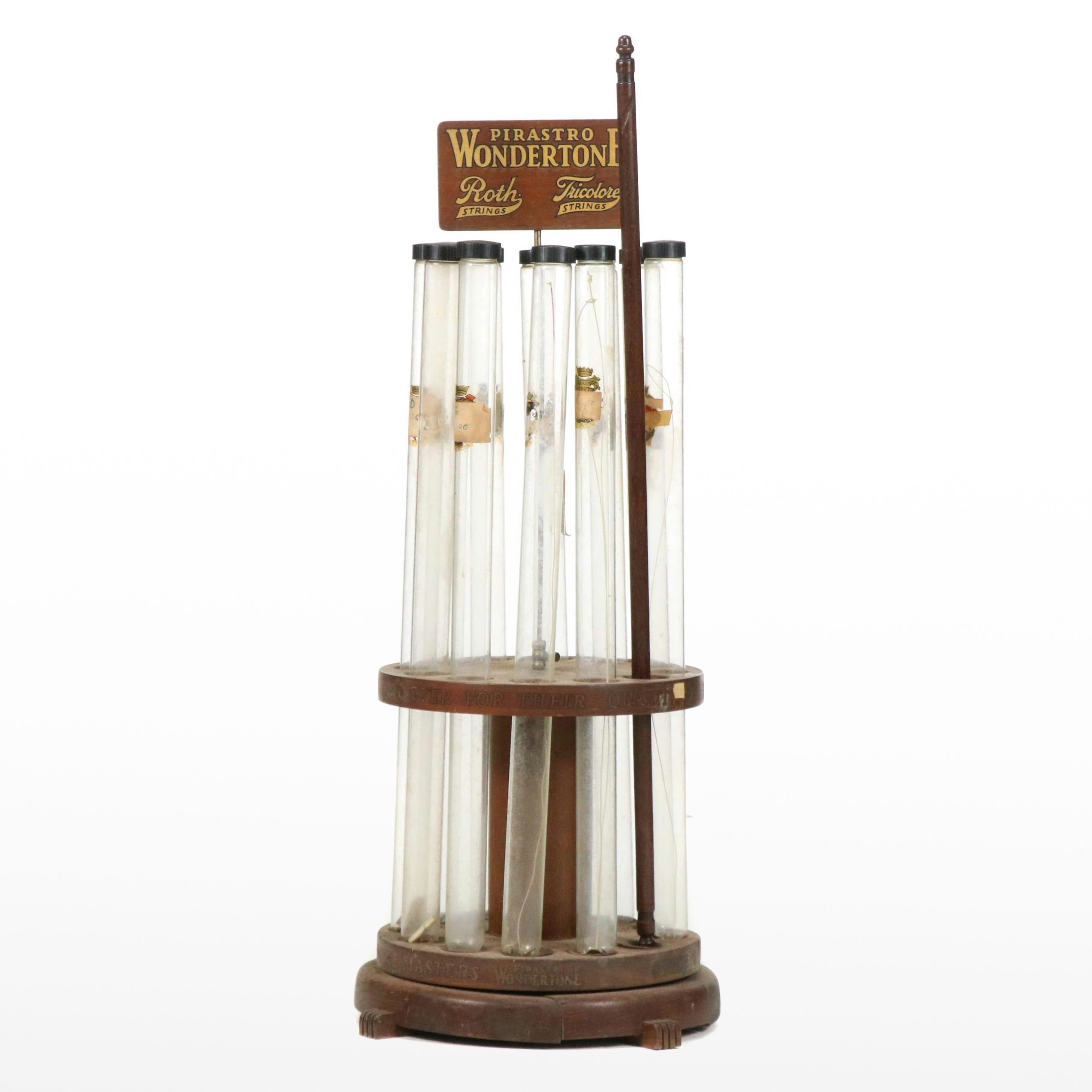 Pirastro Wondertone Violin String Vials in Wood Display Rack