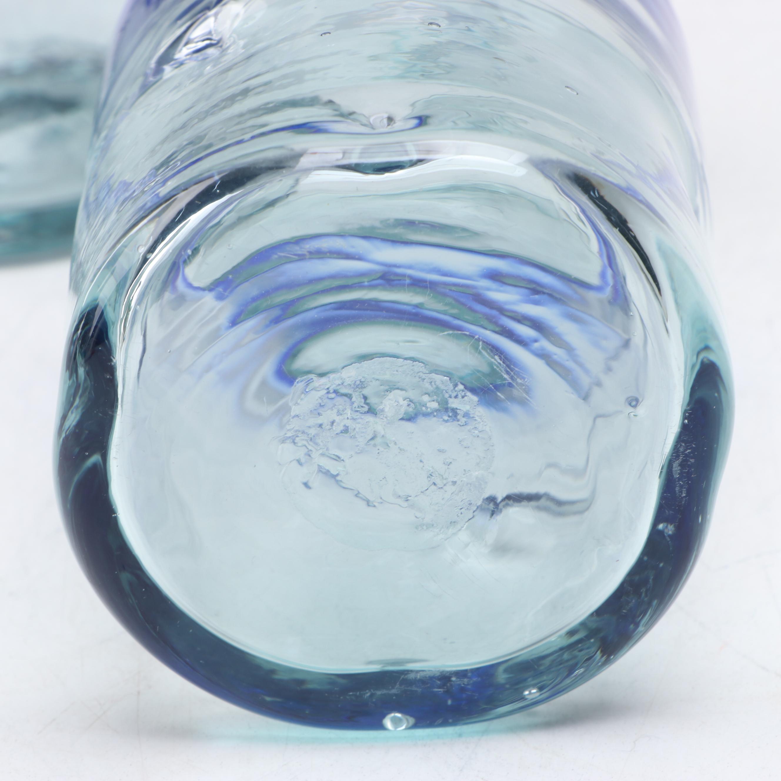 Blown Glass Pitcher and Tumblers