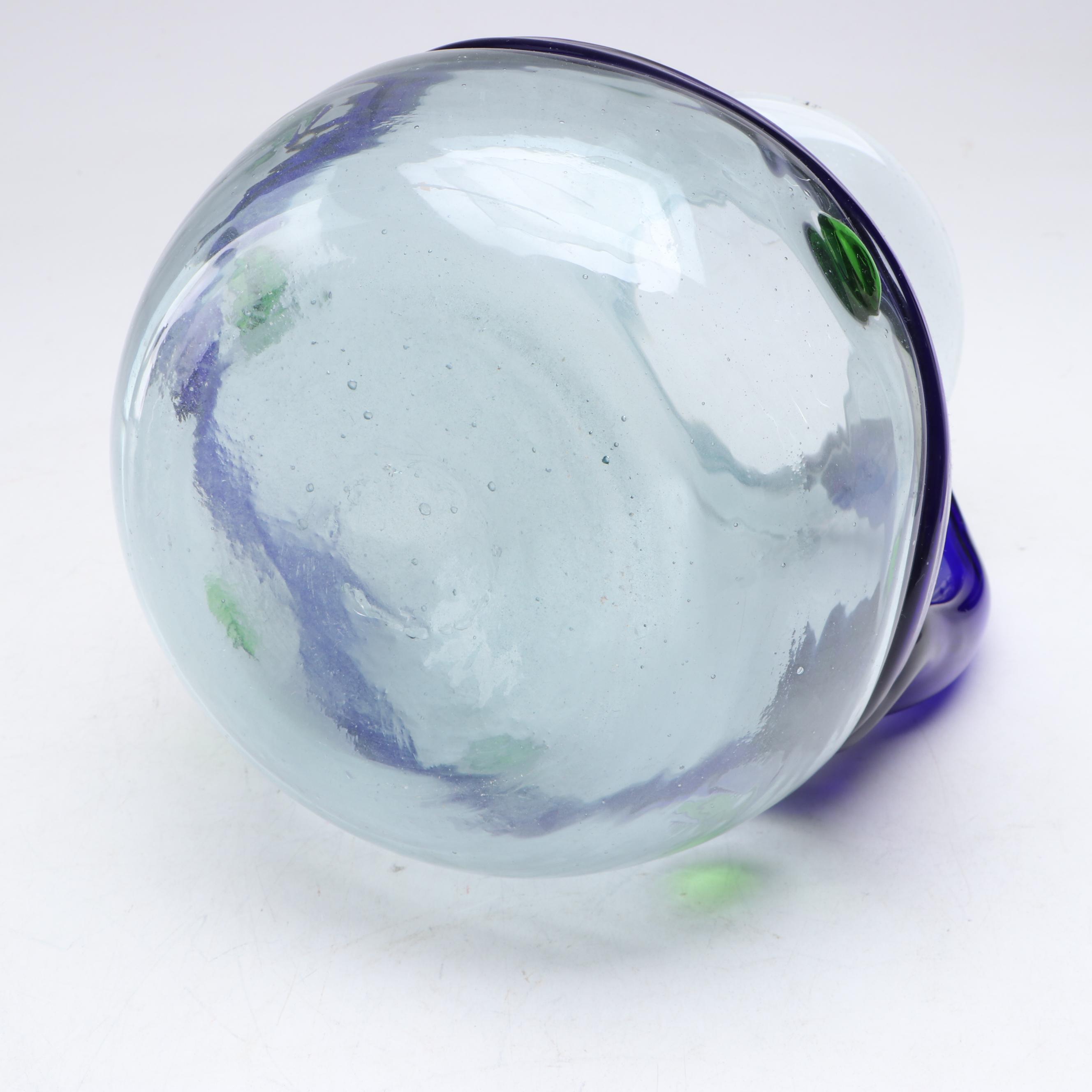 Blown Glass Pitcher and Tumblers