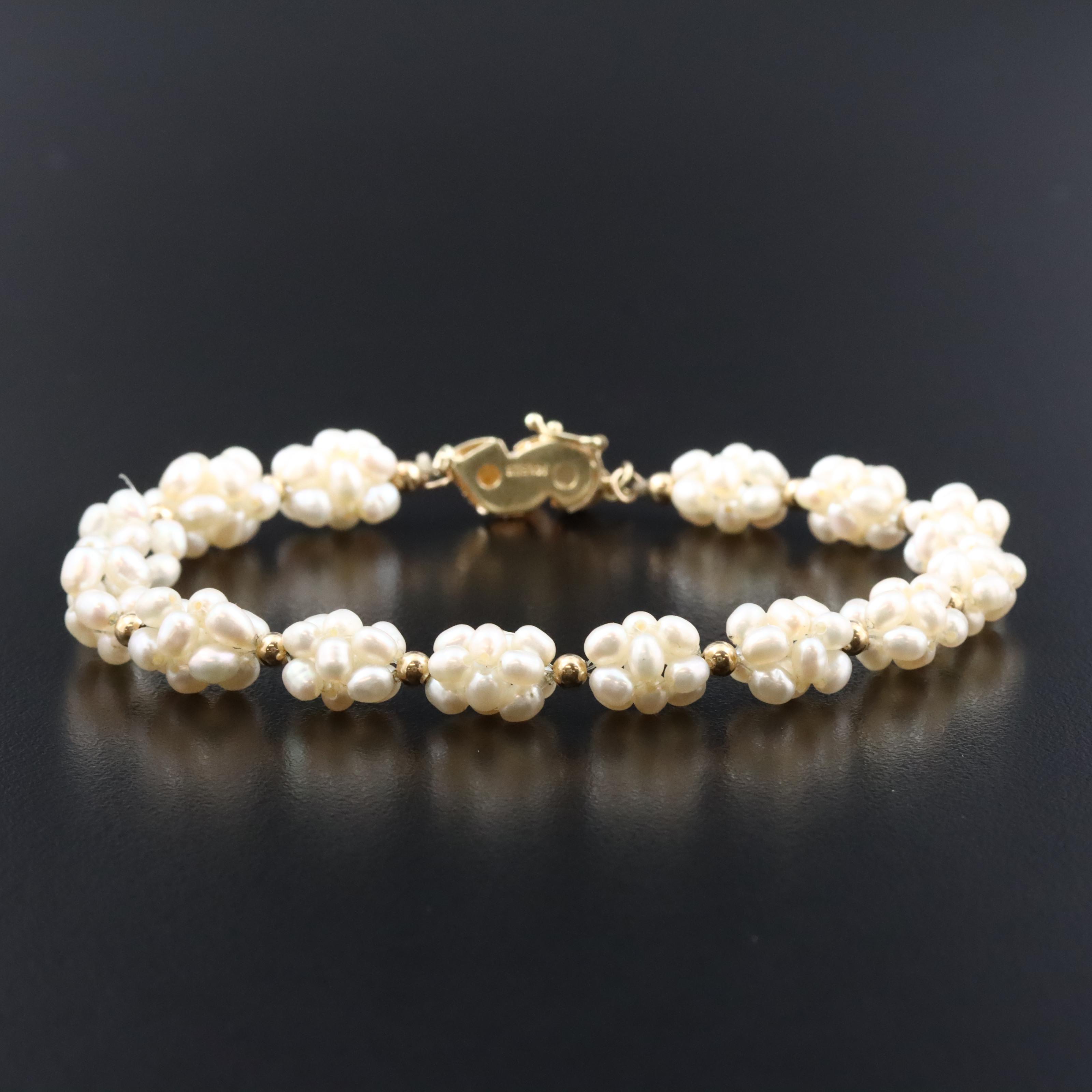 14K Pearl Cluster Link Bracelet