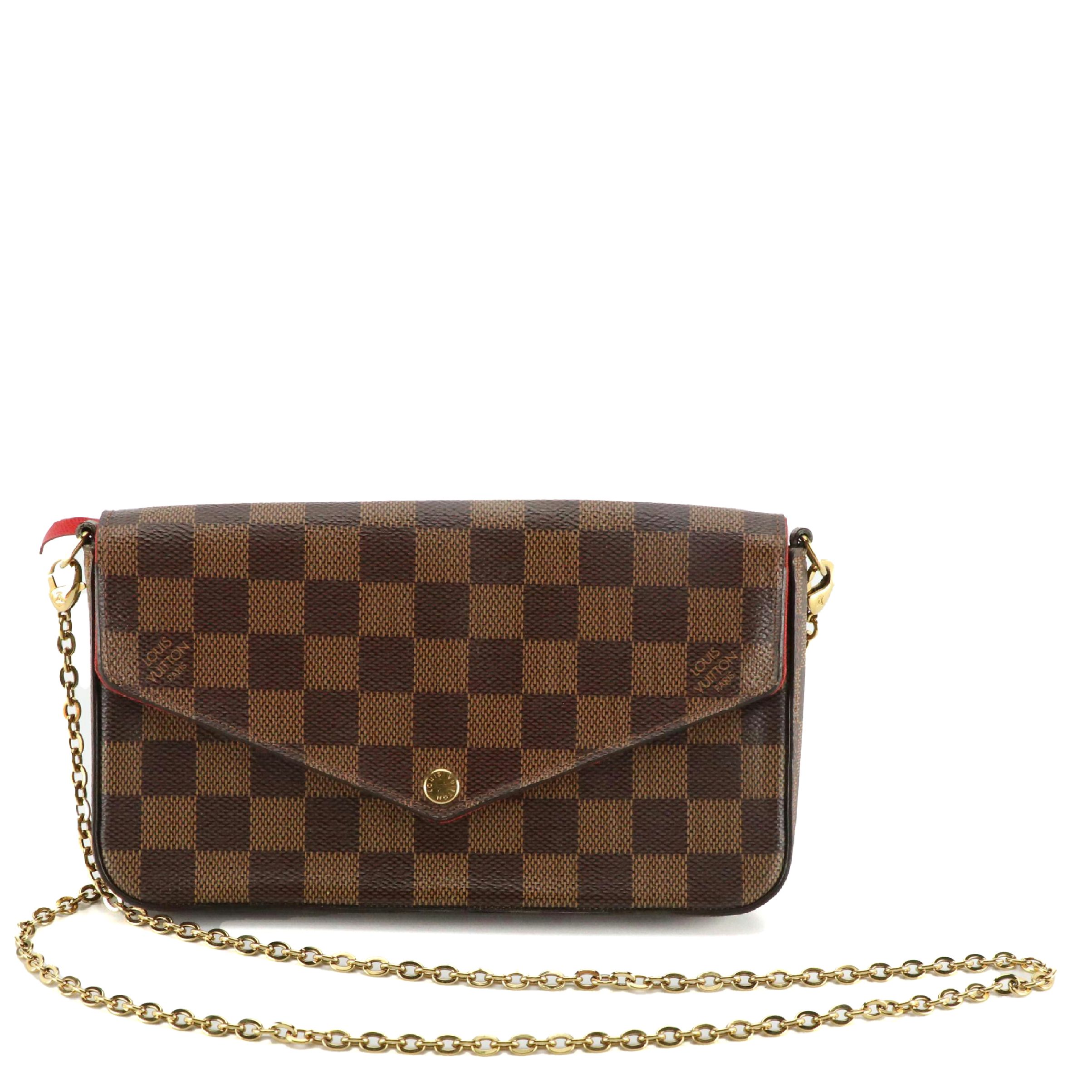 Louis Vuitton Fèlicie Chain Crossbody Bag with Pochettes in Damier Ebene Canvas