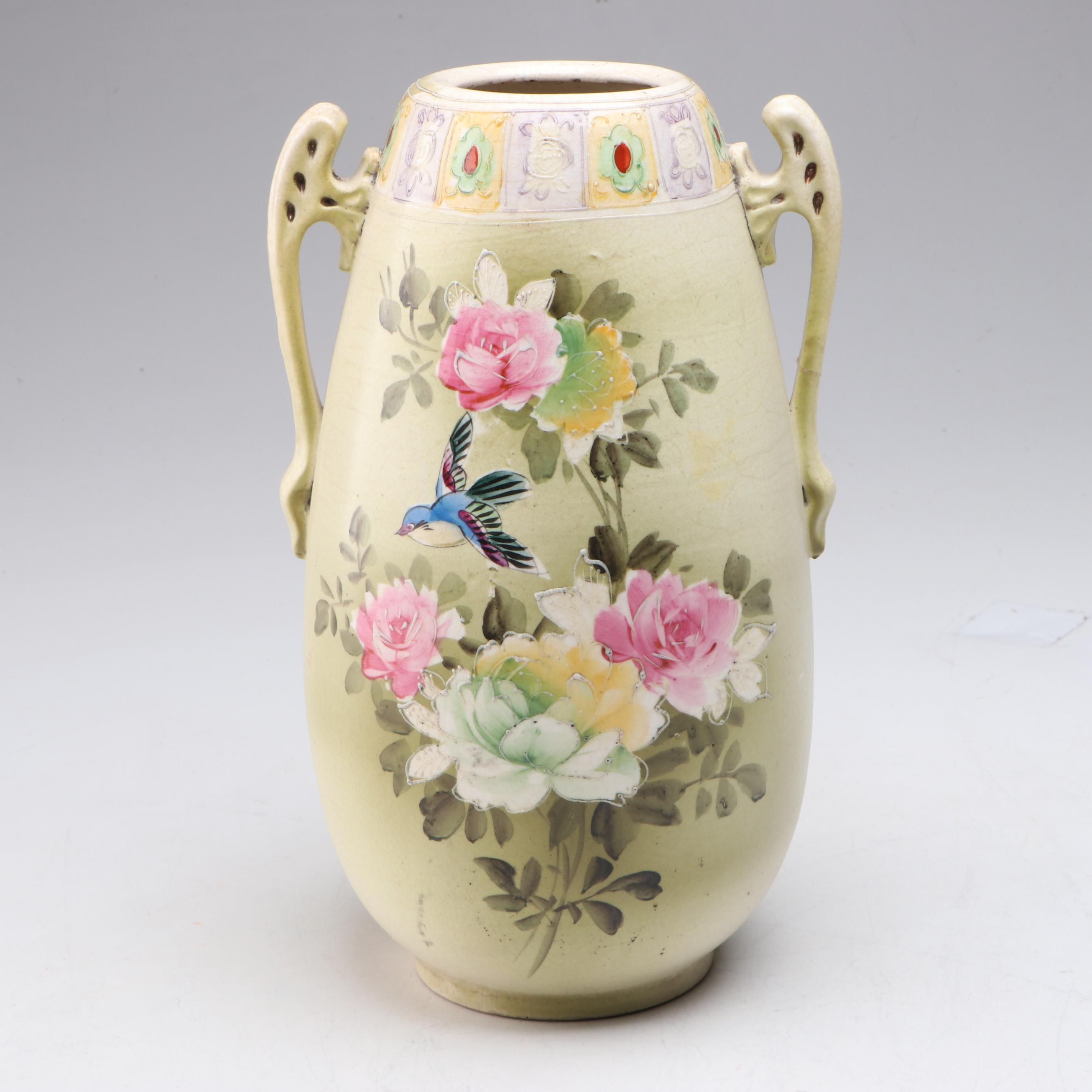 Japanese Moriage Hand-Painted Vase, Late 19th/ Early 20th Century