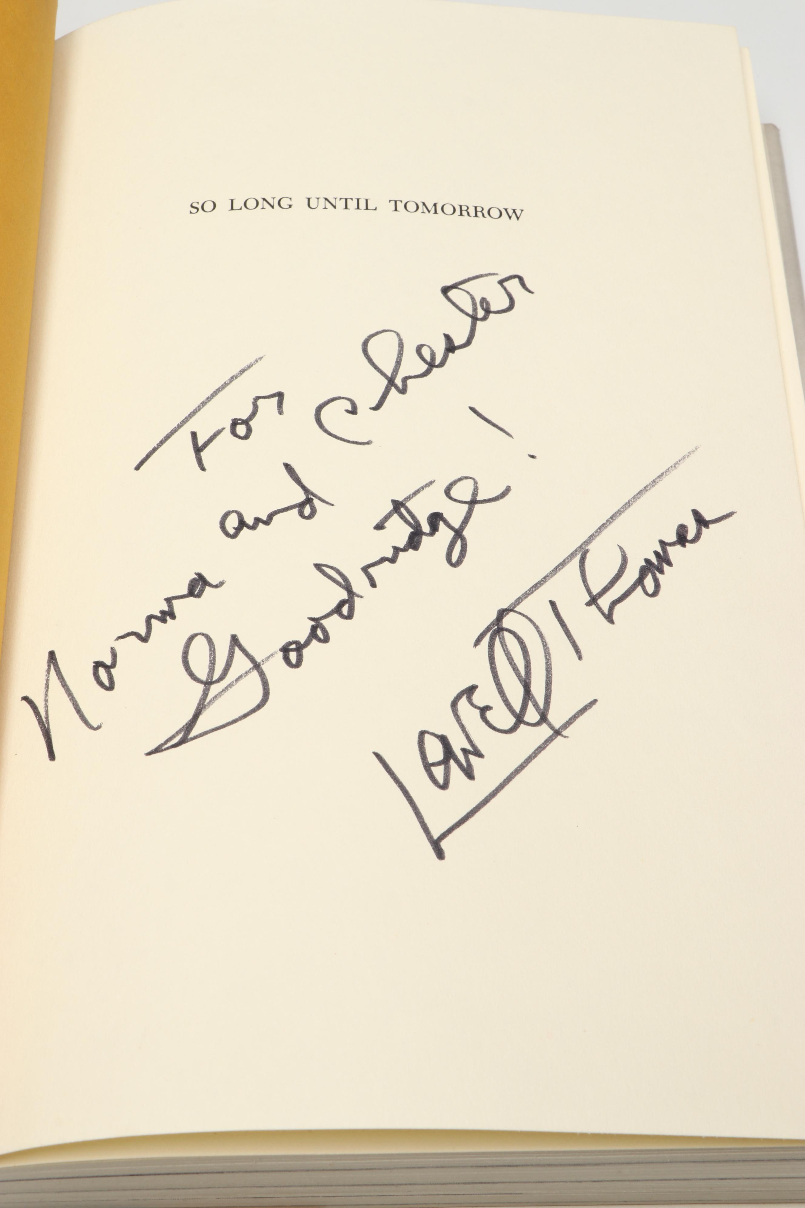 Signed First Edition "So Long Until Tomorrow" by Lowell Thomas and More Books