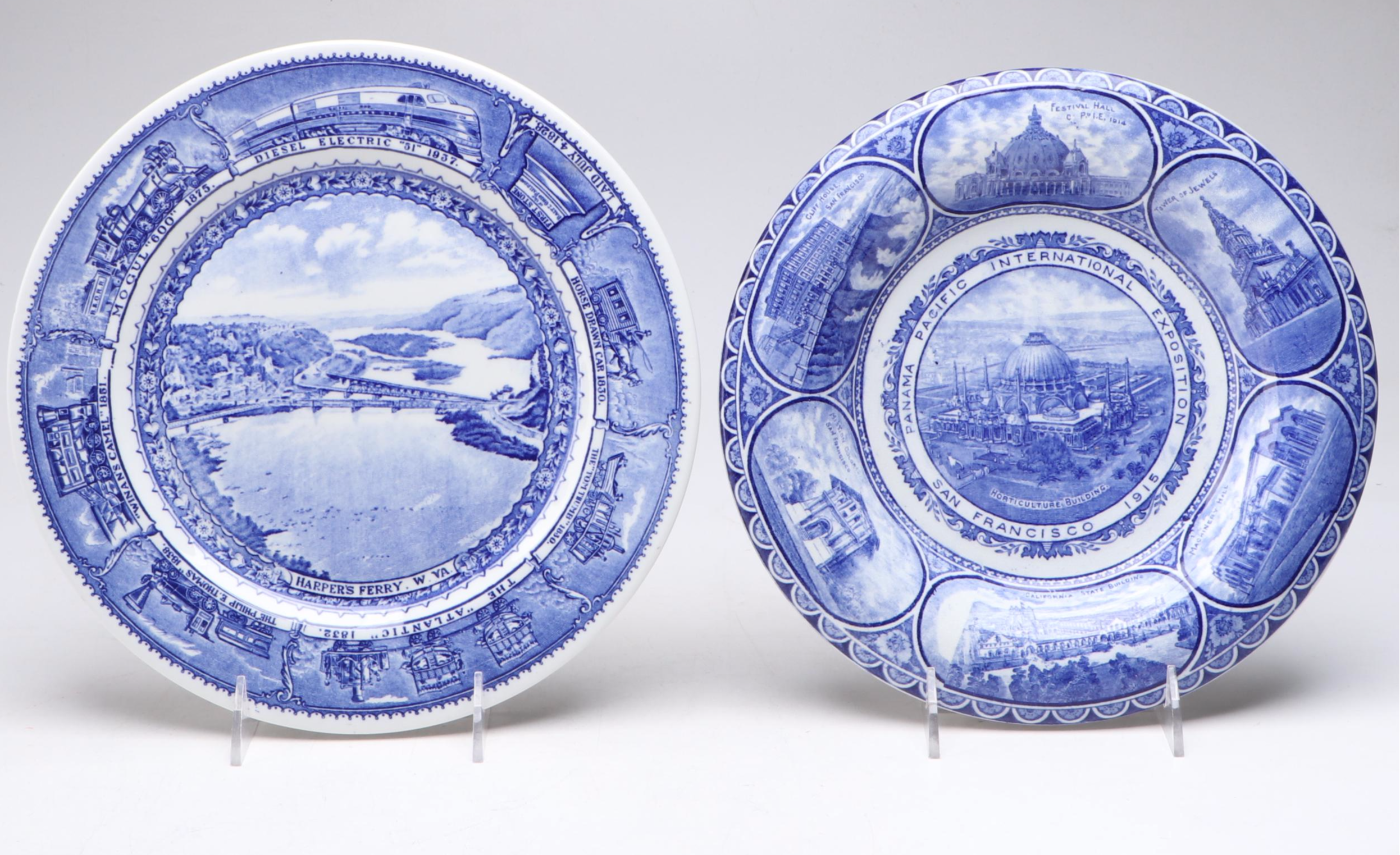 Baltimore & Ohio Railway China Plate with Panama-Pacific Exhibition Souvenirs