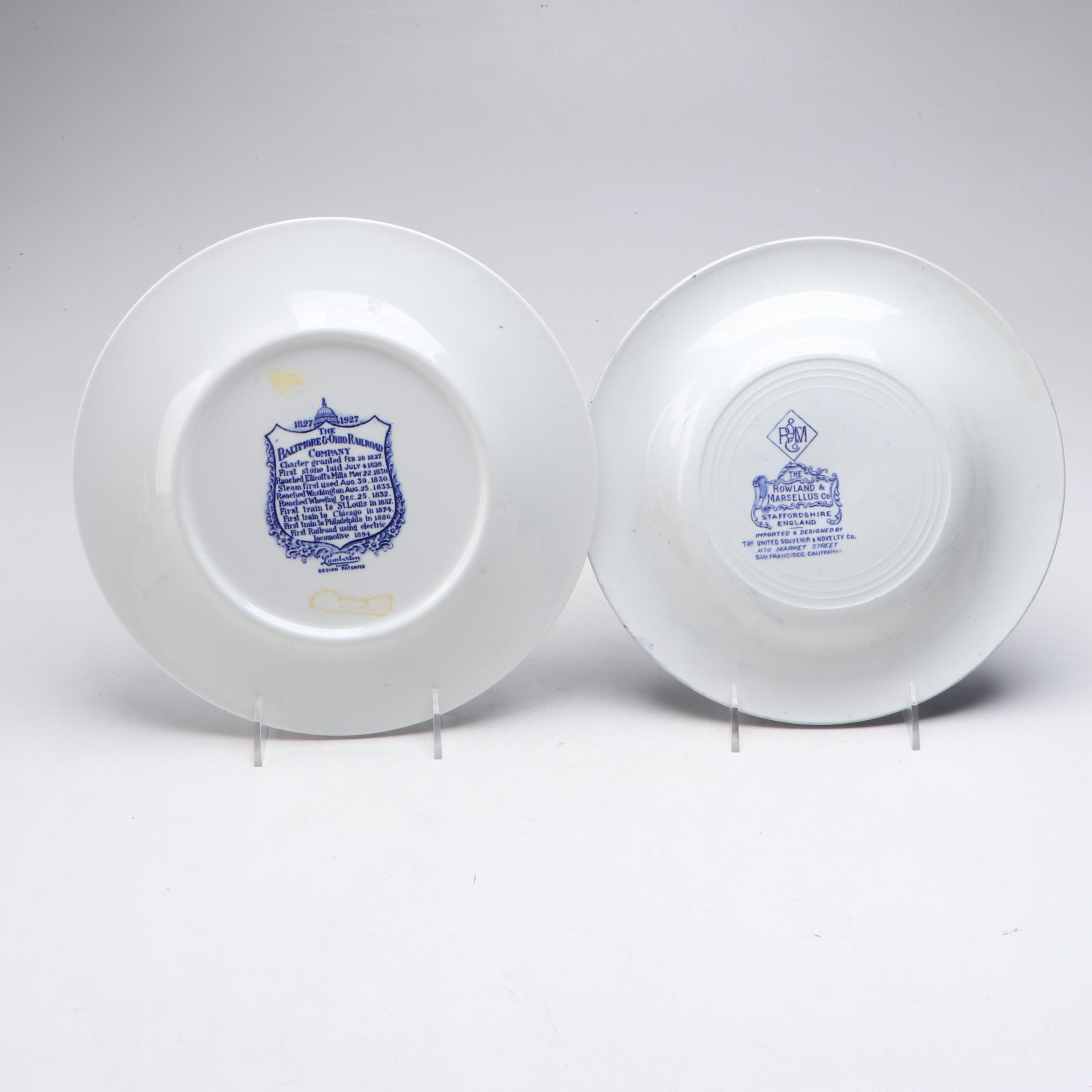Baltimore & Ohio Railway China Plate with Panama-Pacific Exhibition Souvenirs