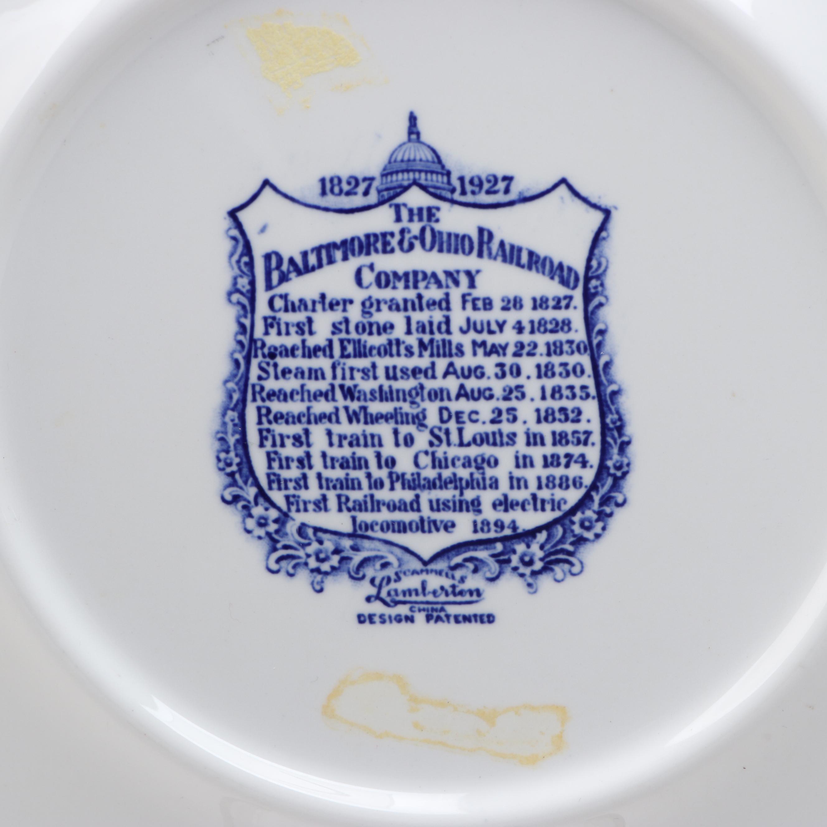 Baltimore & Ohio Railway China Plate with Panama-Pacific Exhibition Souvenirs