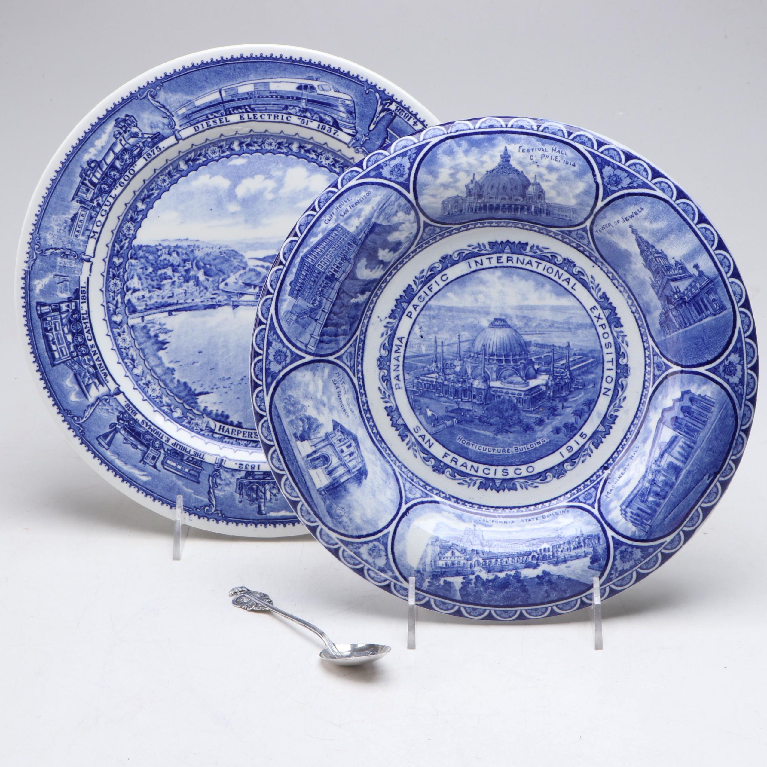 Baltimore & Ohio Railway China Plate with Panama-Pacific Exhibition Souvenirs