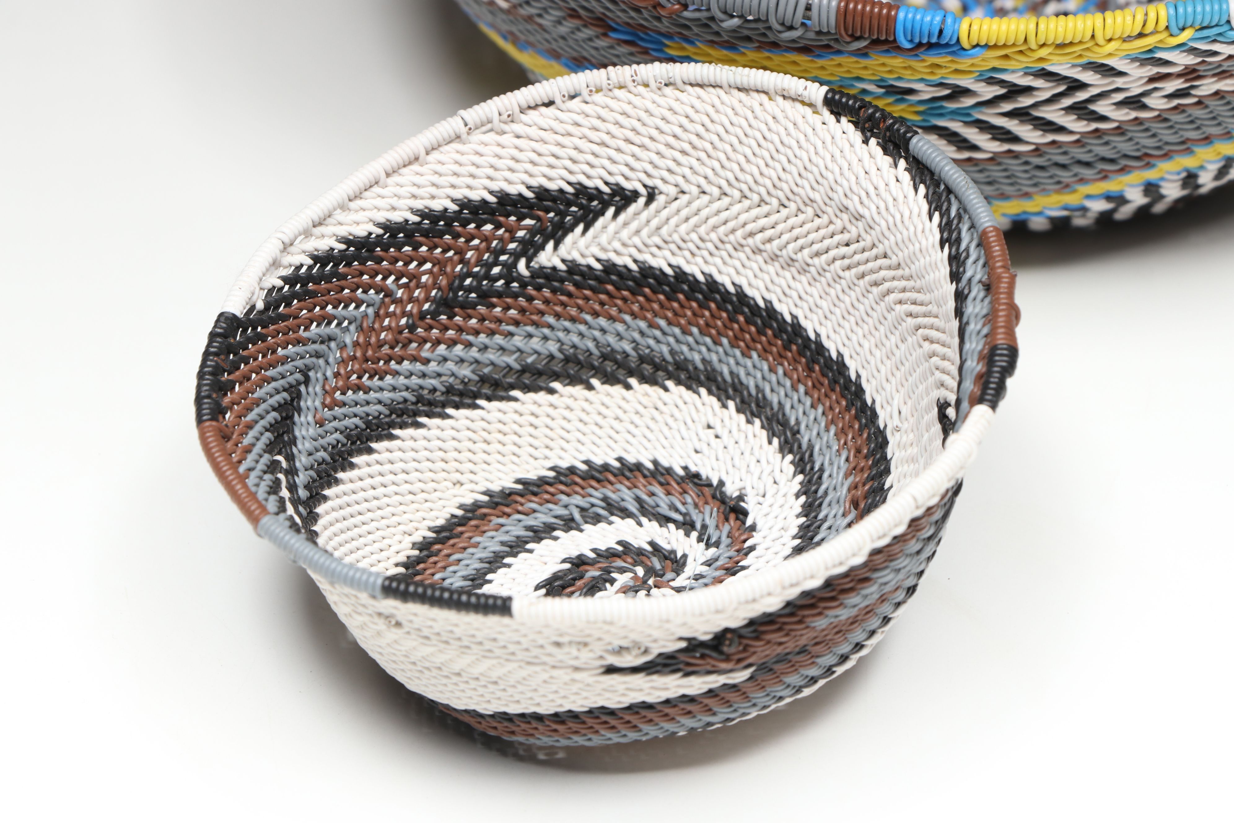 South African Zulu Telephone Wire Bowls and Strainer