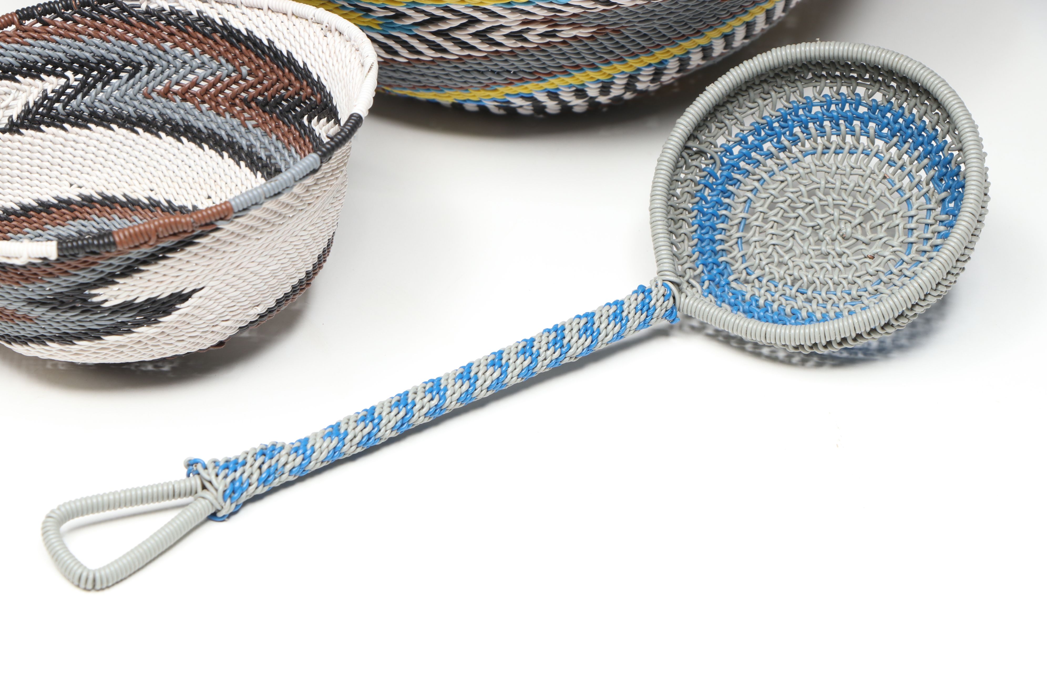 South African Zulu Telephone Wire Bowls and Strainer
