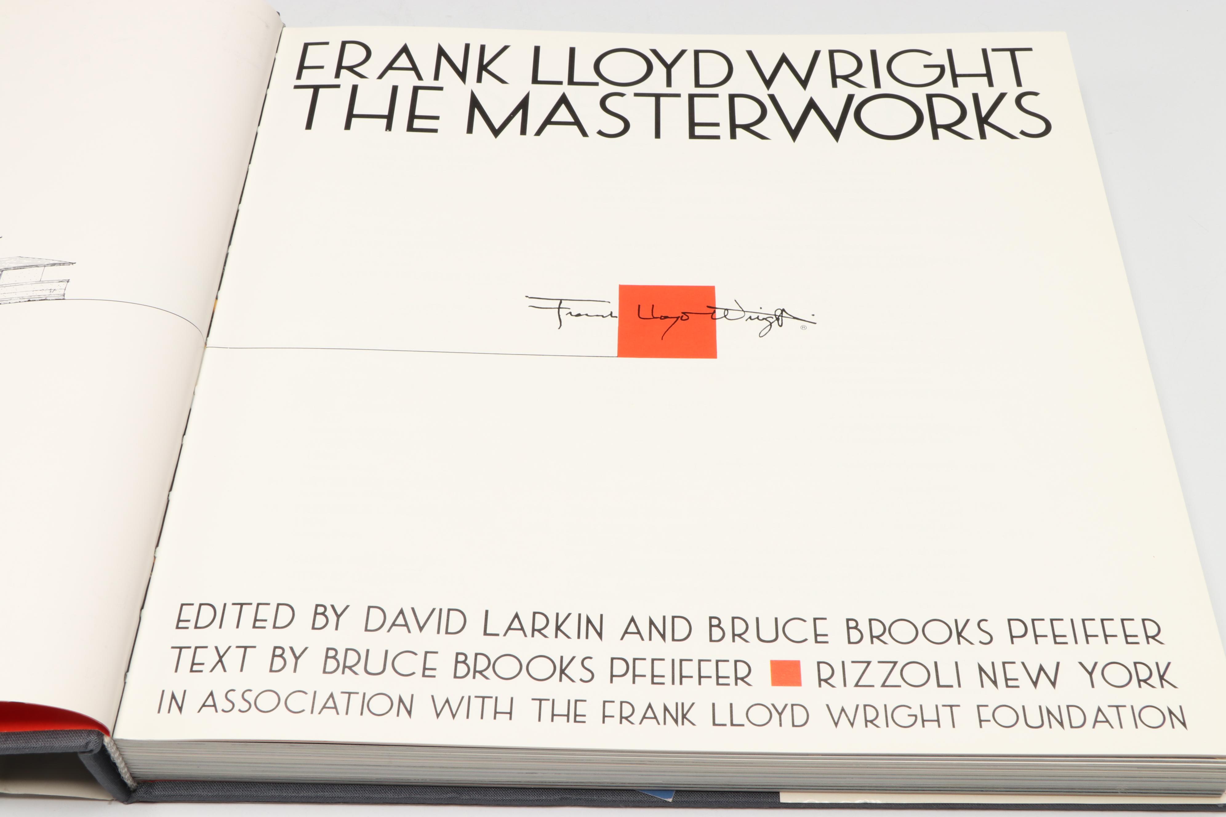First Edition "Frank Lloyd Wright: The Masterworks" by Pfeiffer and Larkin, 1993