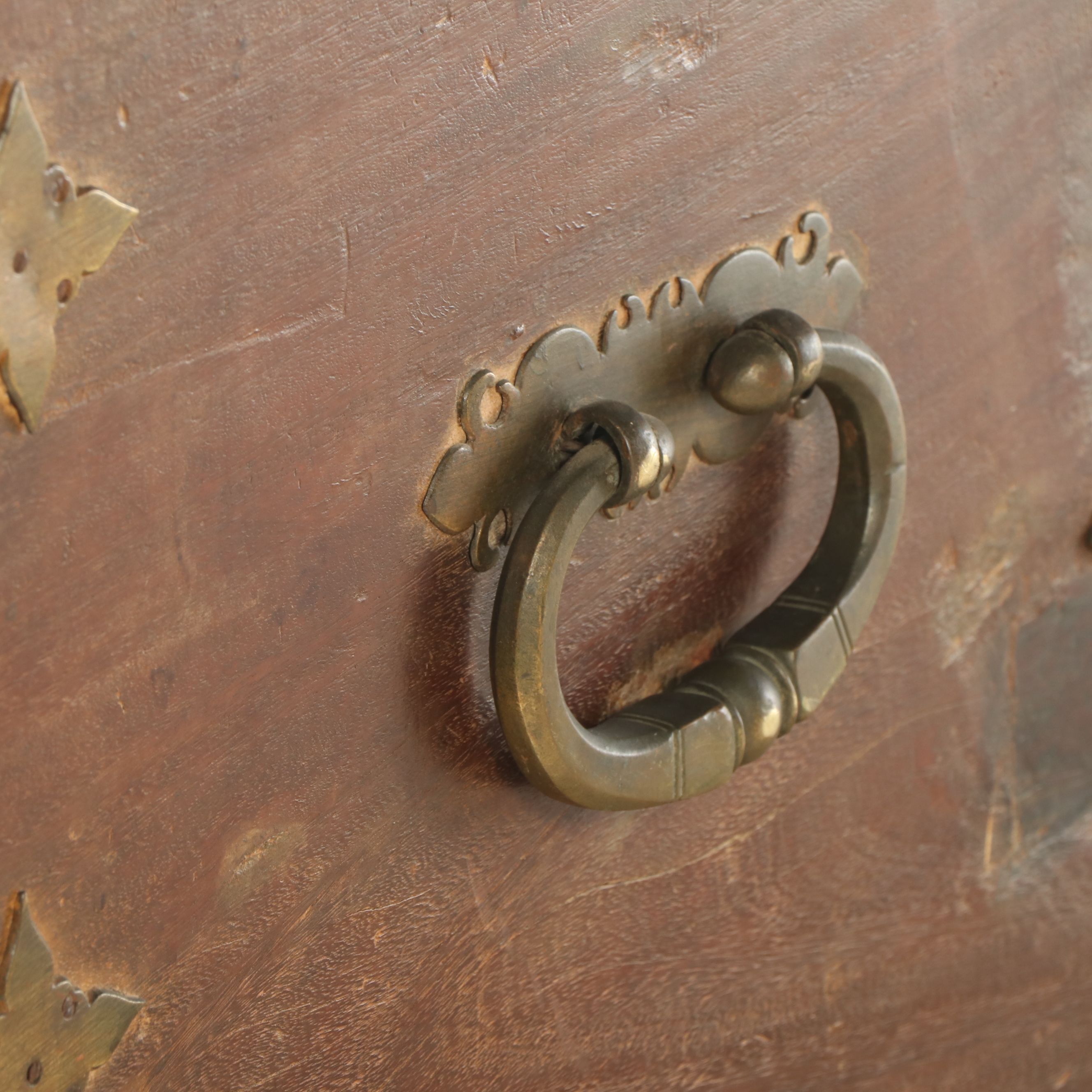 Antique East African Teak Chest with Nail Head Trim