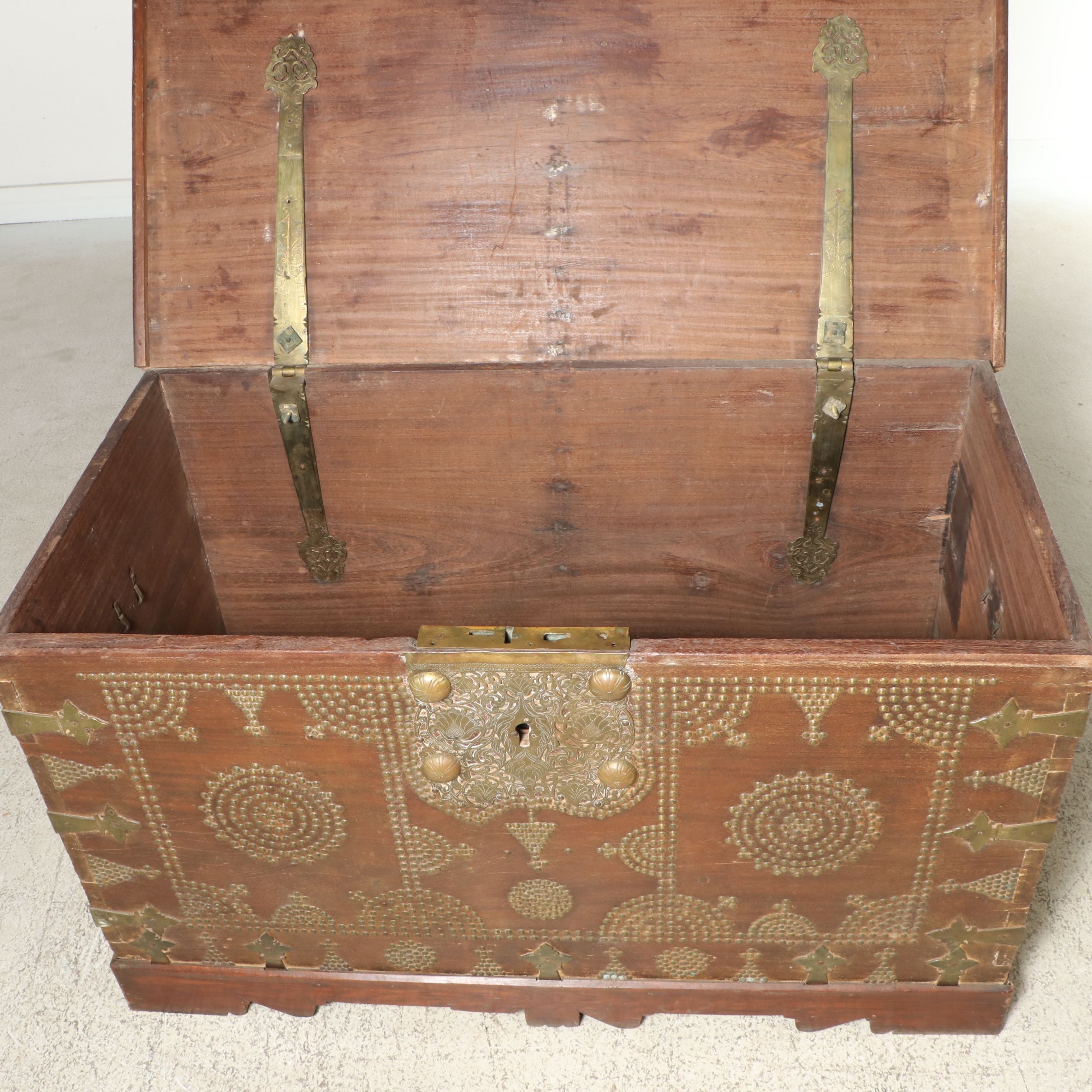 Antique East African Teak Chest with Nail Head Trim