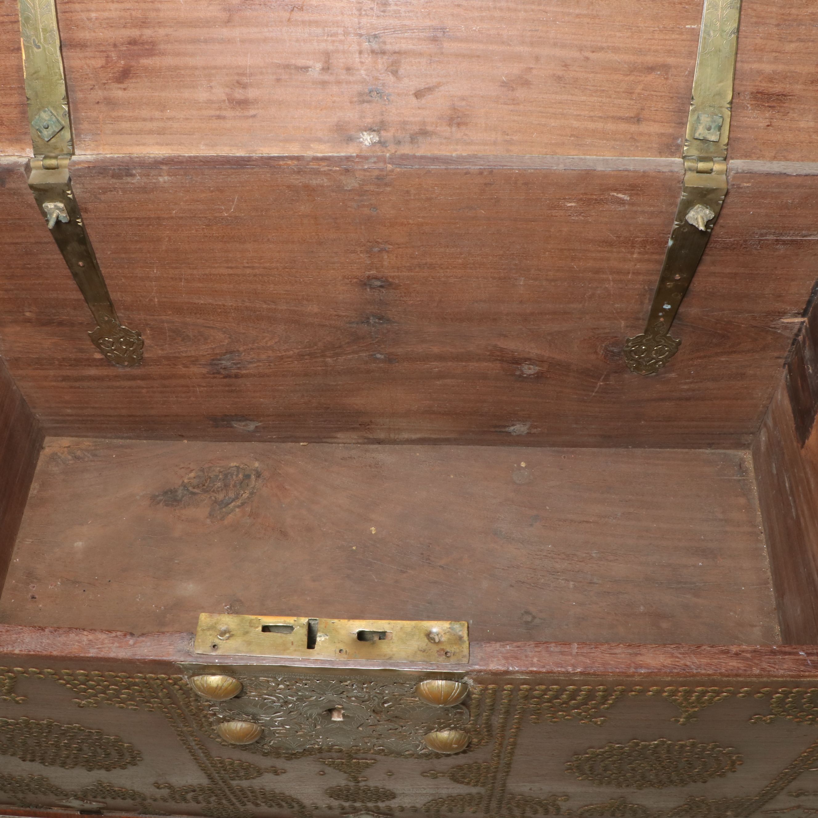 Antique East African Teak Chest with Nail Head Trim