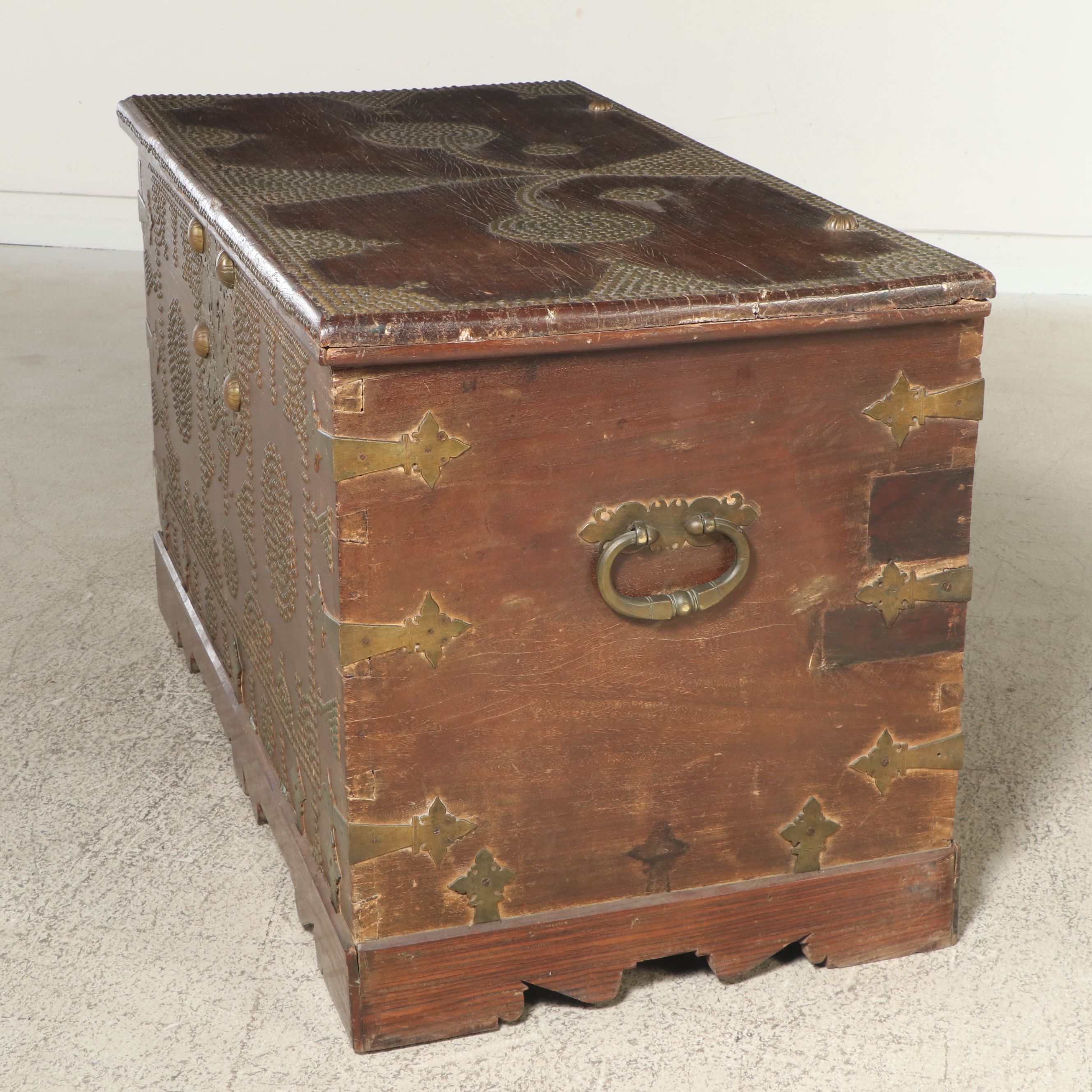 Antique East African Teak Chest with Nail Head Trim