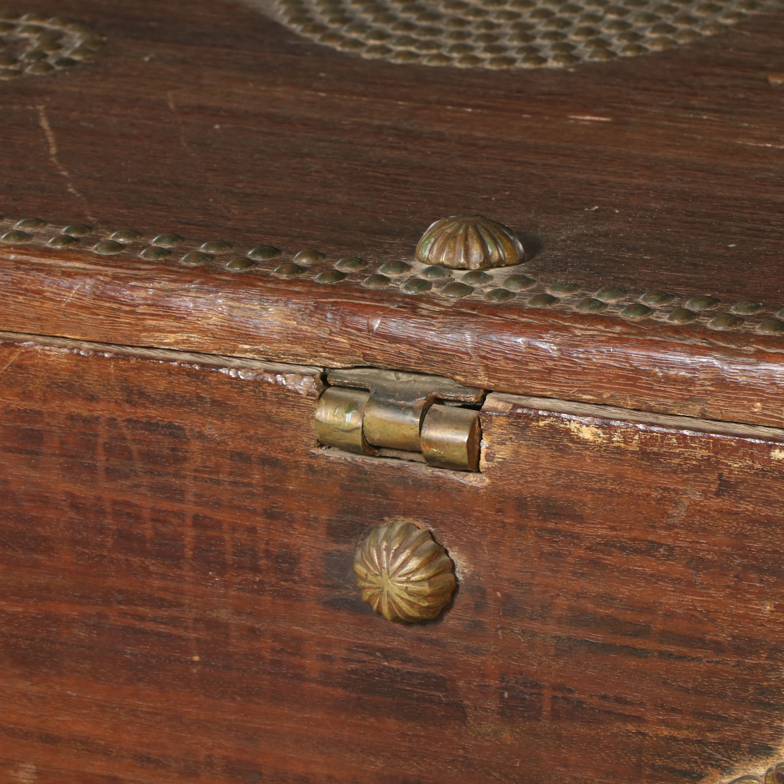 Antique East African Teak Chest with Nail Head Trim