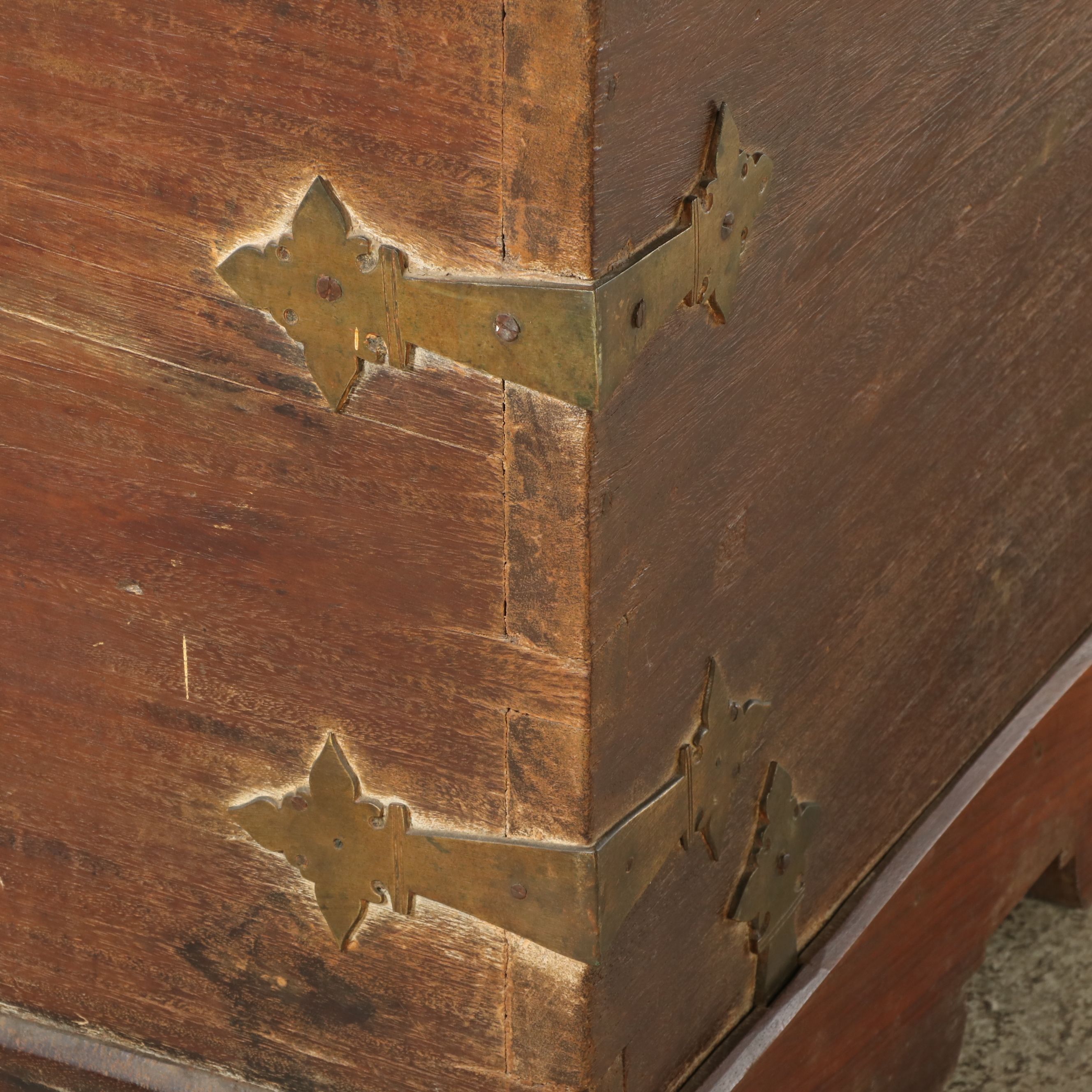 Antique East African Teak Chest with Nail Head Trim