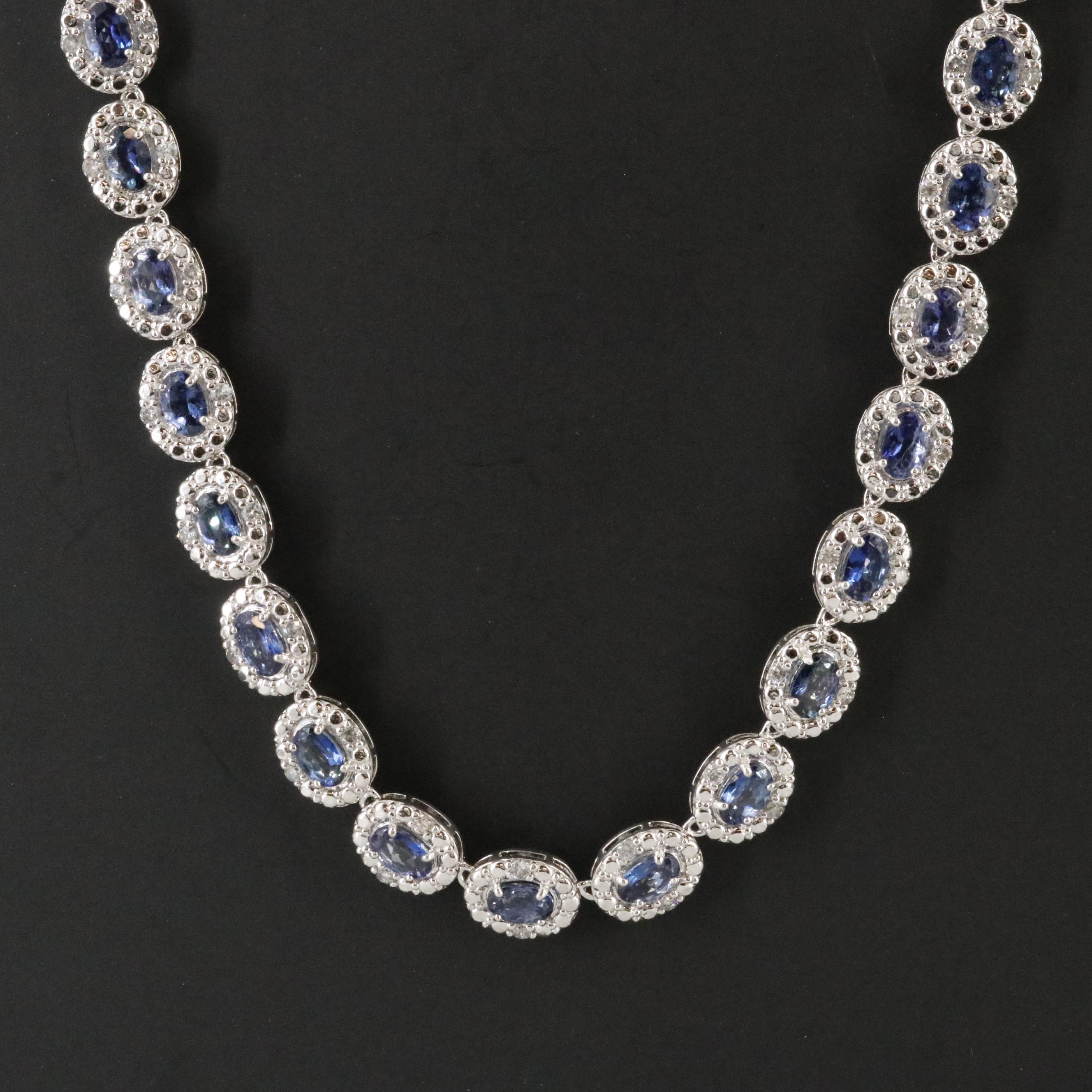 Oscar Friedman Sterling Tanzanite and Diamond Necklace