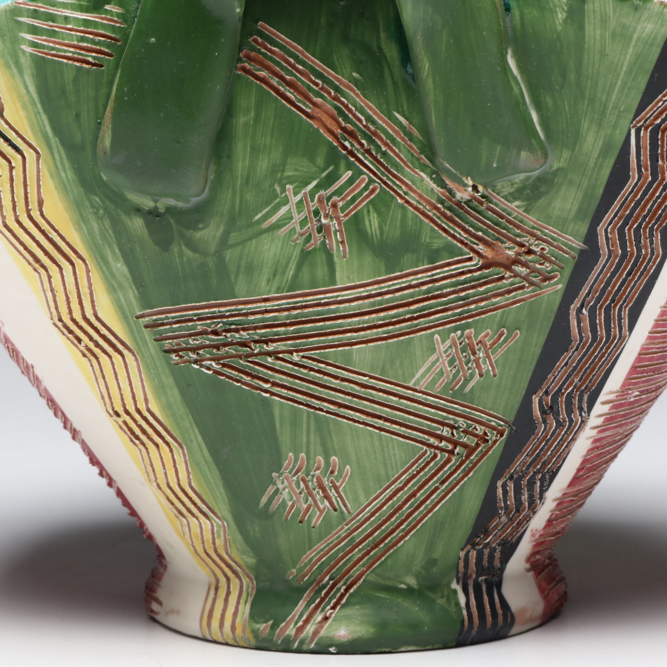 MCM Italian Sgraffito Pottery Basket