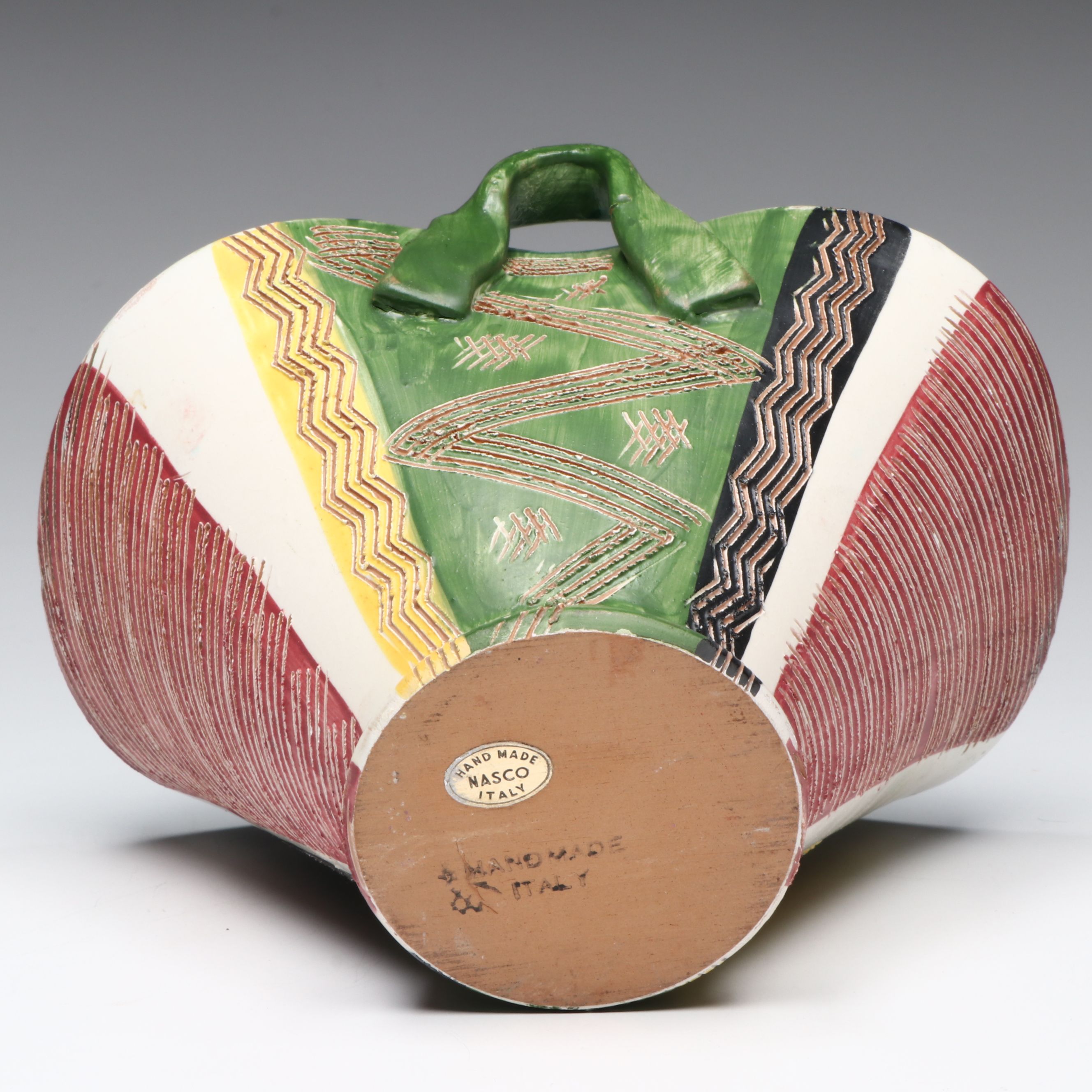 MCM Italian Sgraffito Pottery Basket