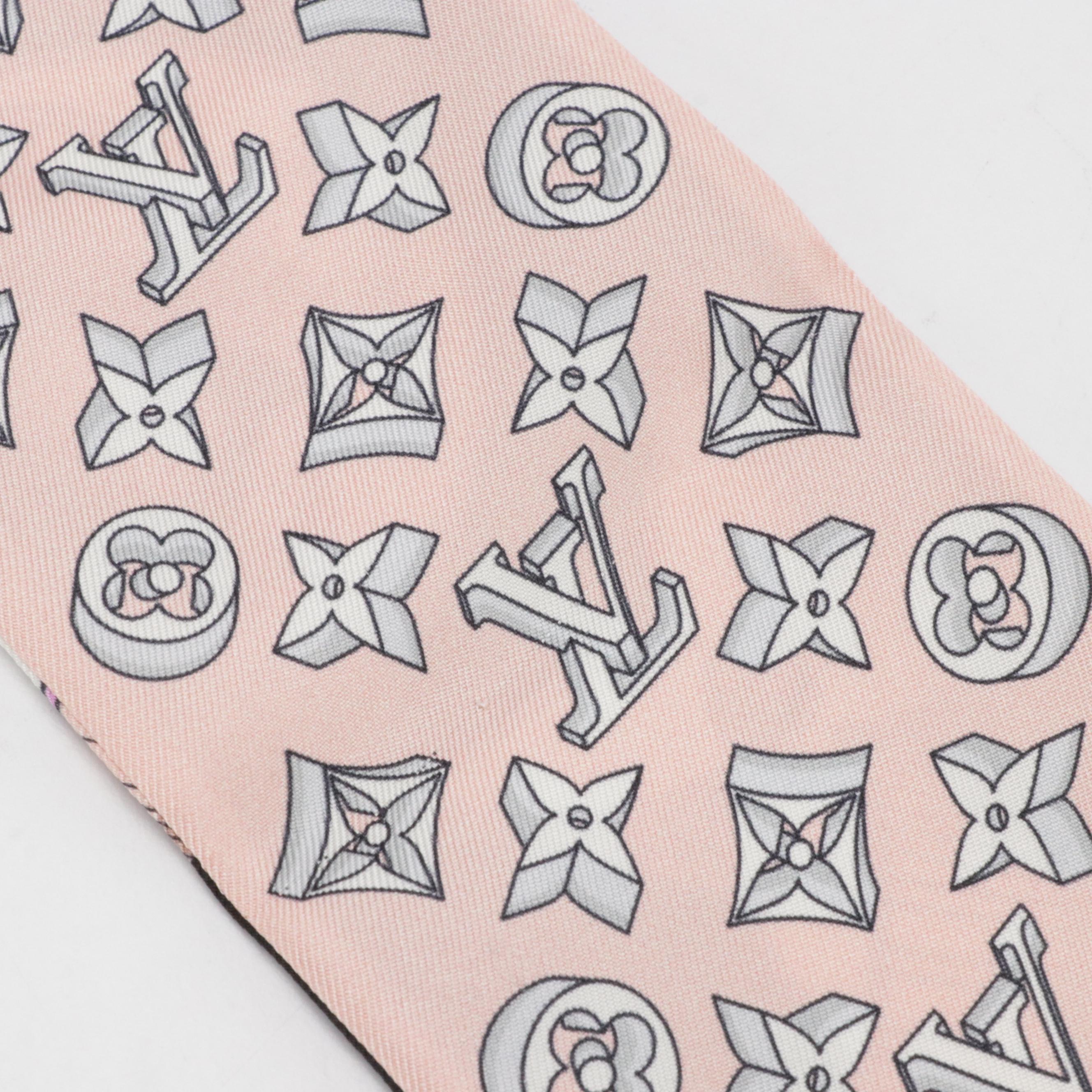 Louis Vuitton Ultimate 3D Pink/Black Silk Twill Bandeau Scarf in Box