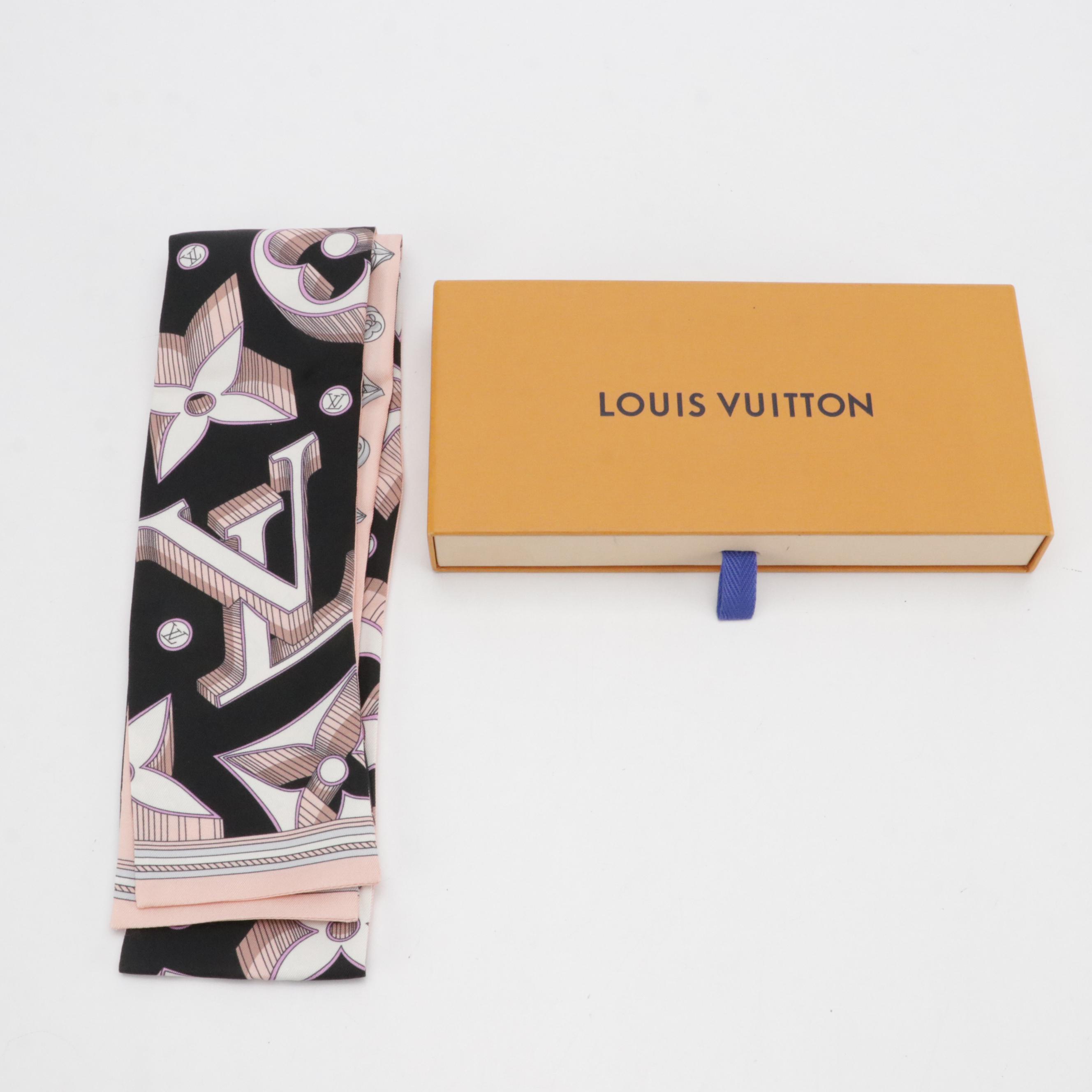Louis Vuitton Ultimate 3D Pink/Black Silk Twill Bandeau Scarf in Box