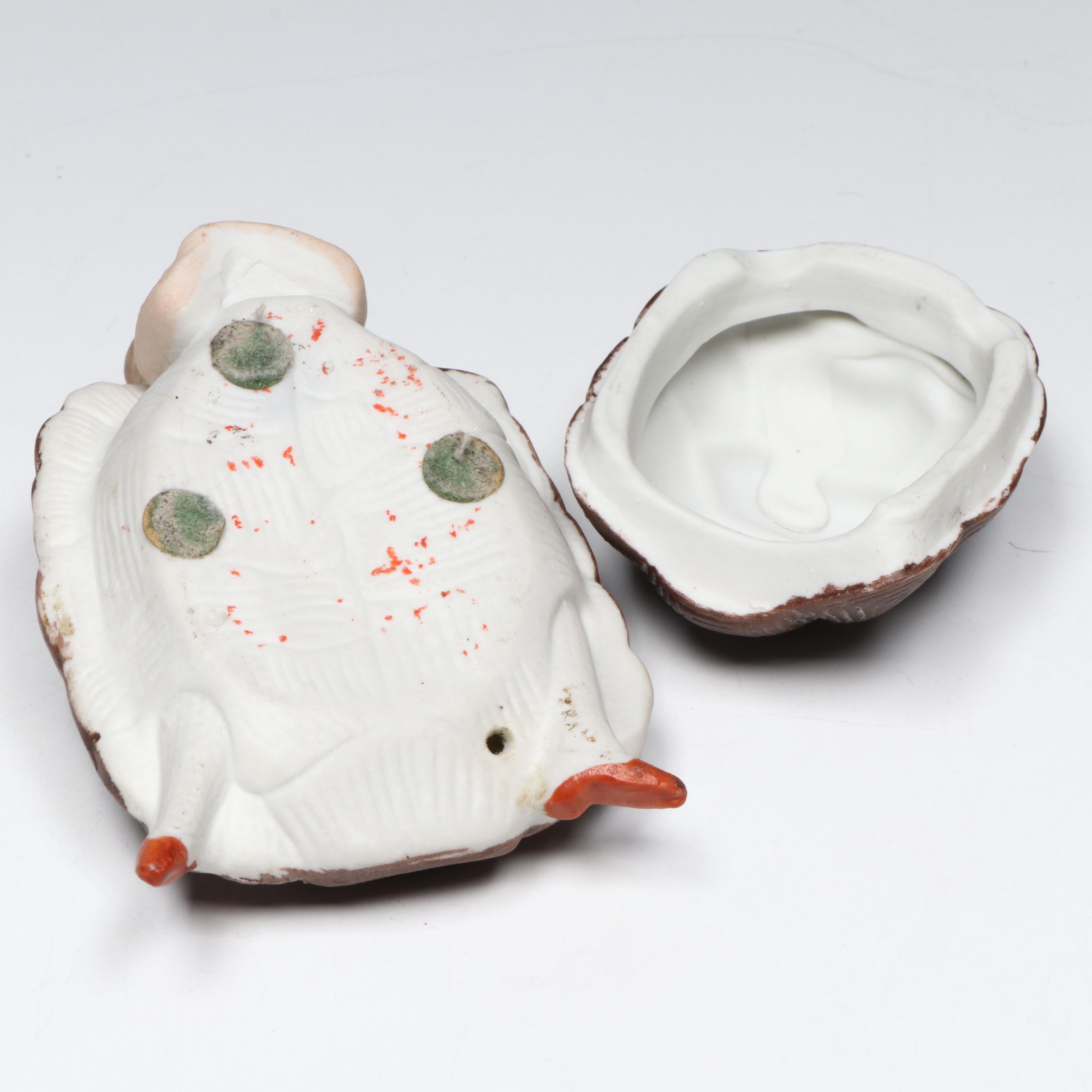 Victorian German Bisque Naughty Lady  Boudoir Box with Other Cherub Figurine