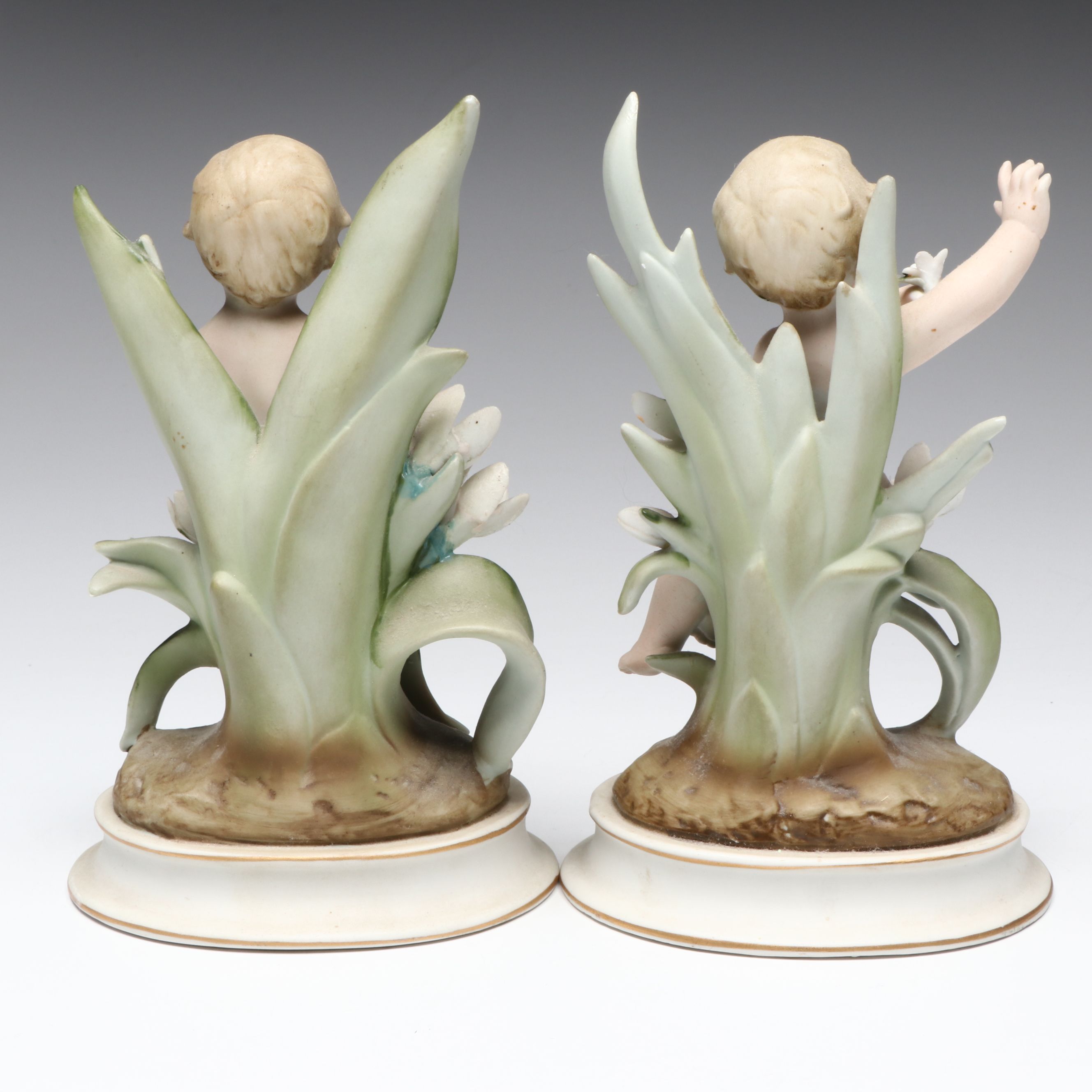 Victorian German Bisque Naughty Lady  Boudoir Box with Other Cherub Figurine