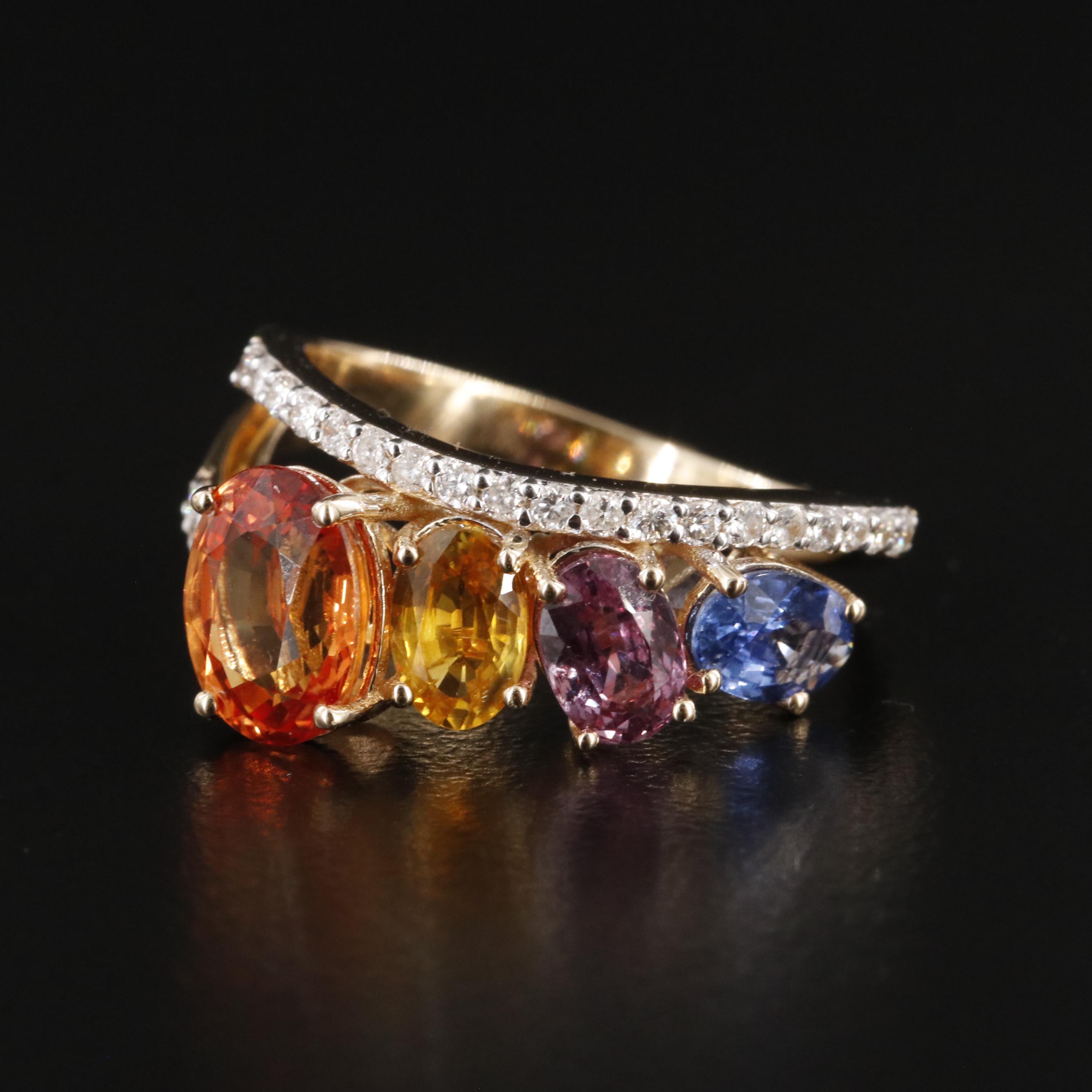 Oscar Friedman 14K Sapphire and Diamond Ring