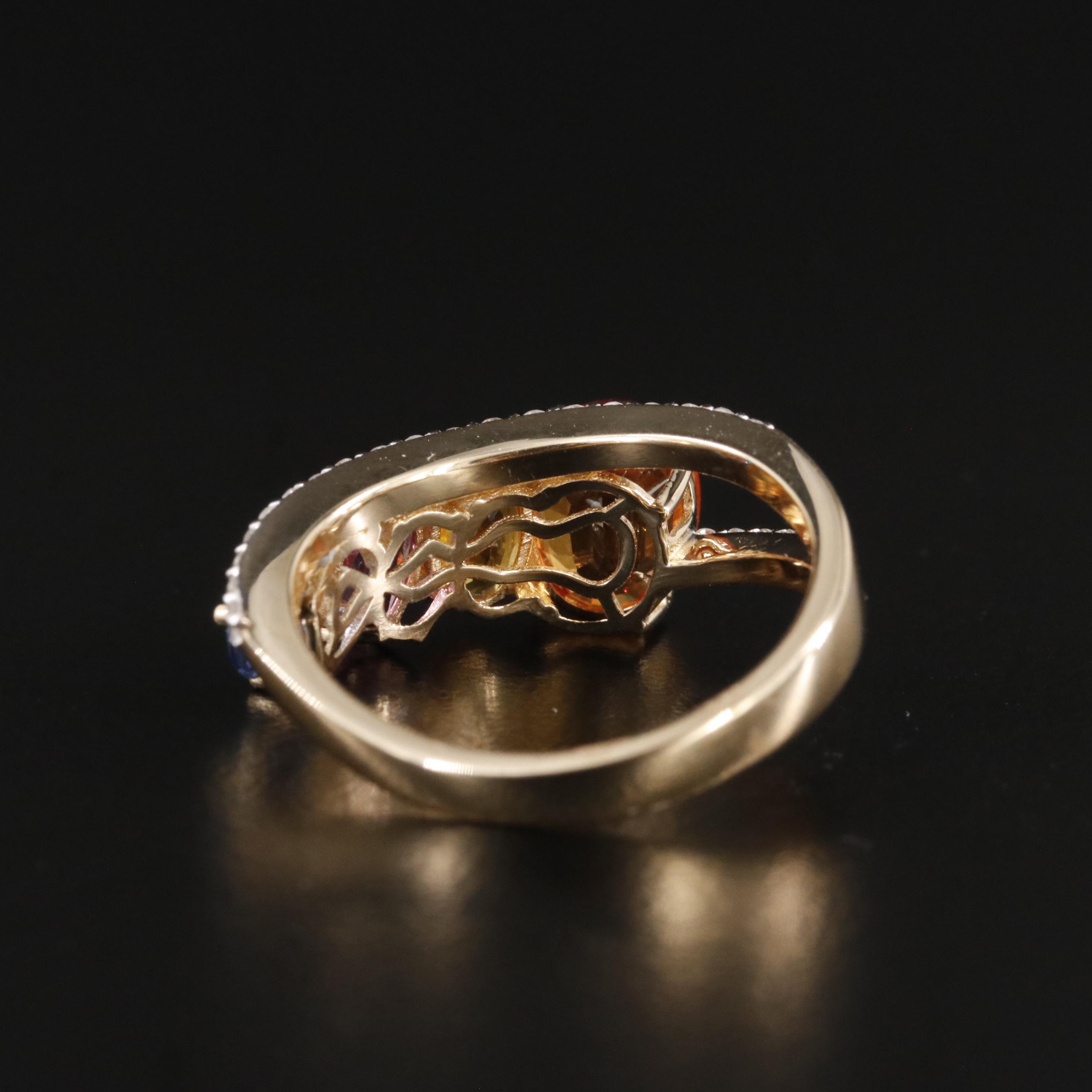 Oscar Friedman 14K Sapphire and Diamond Ring