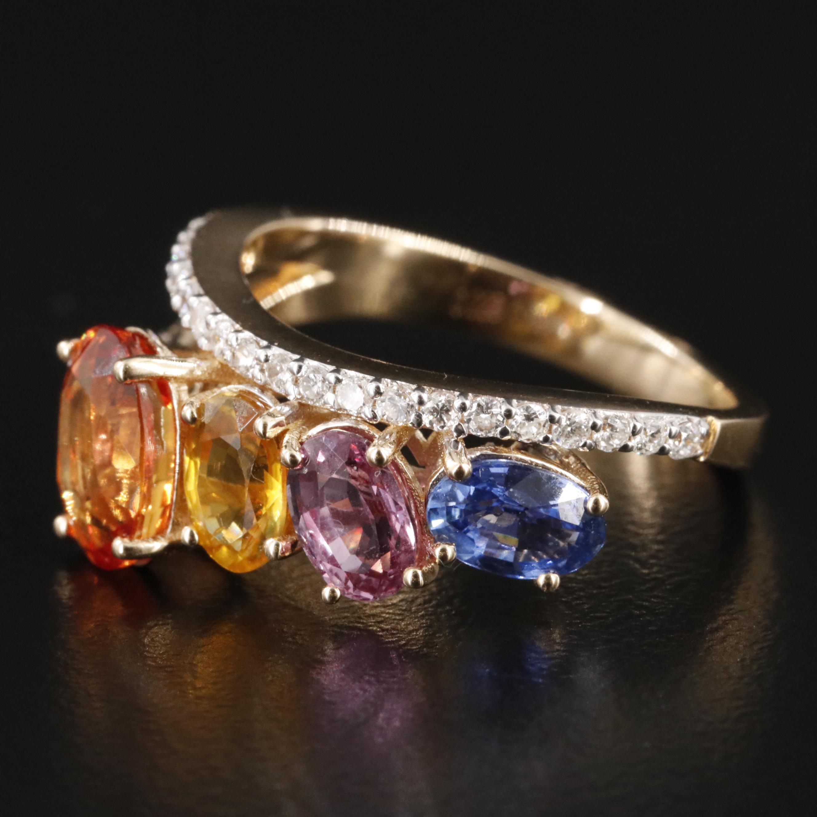 Oscar Friedman 14K Sapphire and Diamond Ring