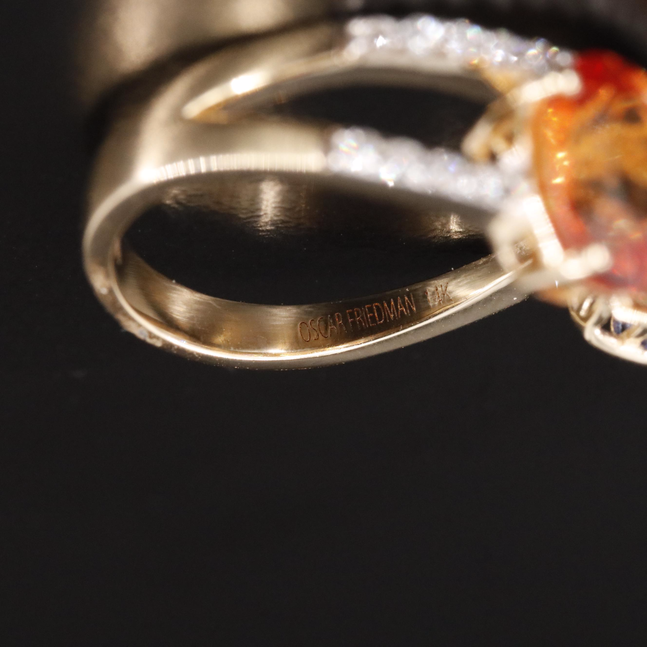 Oscar Friedman 14K Sapphire and Diamond Ring