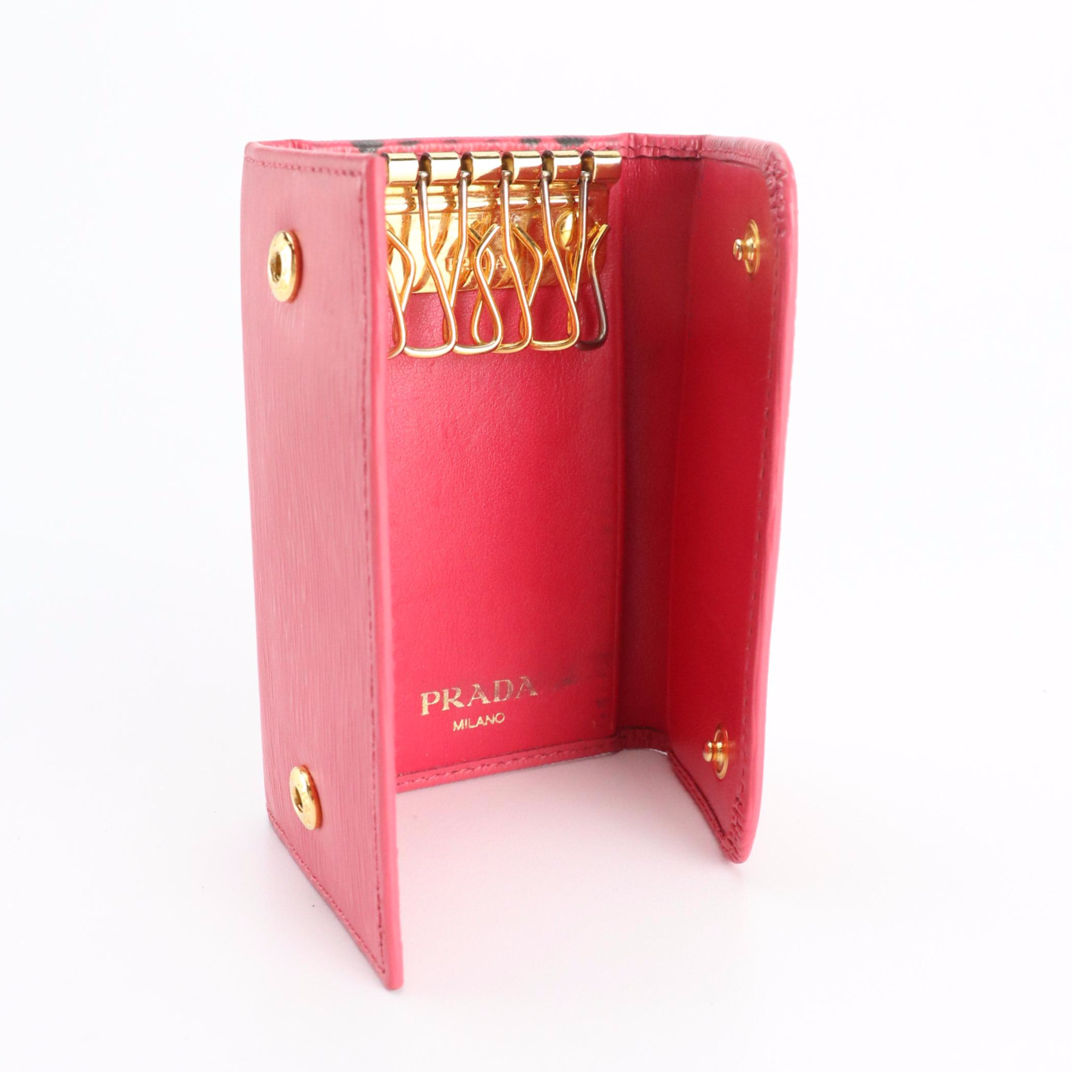 Prada Six-Key Case in Pink Saffiano Leather