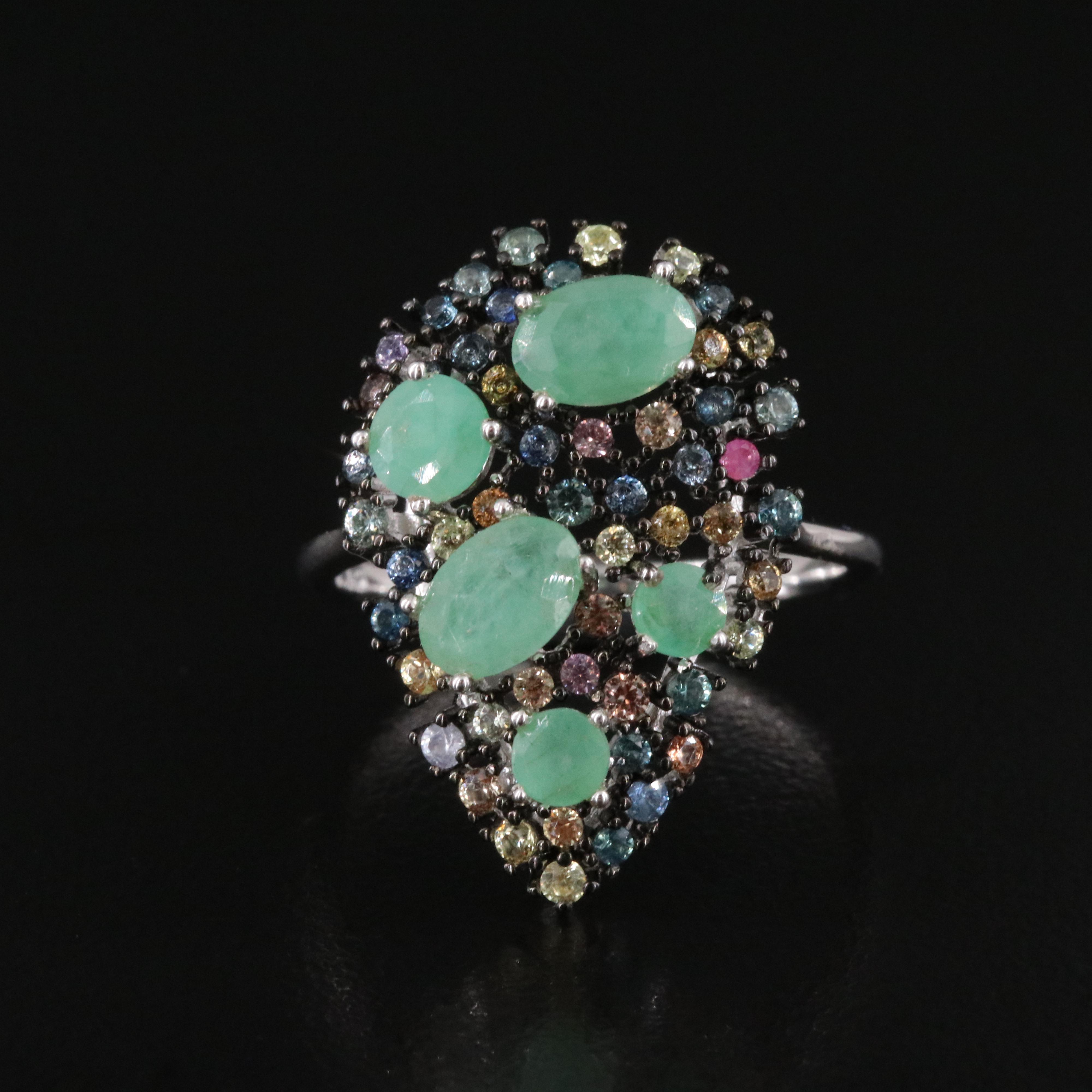 Sterling Emerald and Sapphire Ring