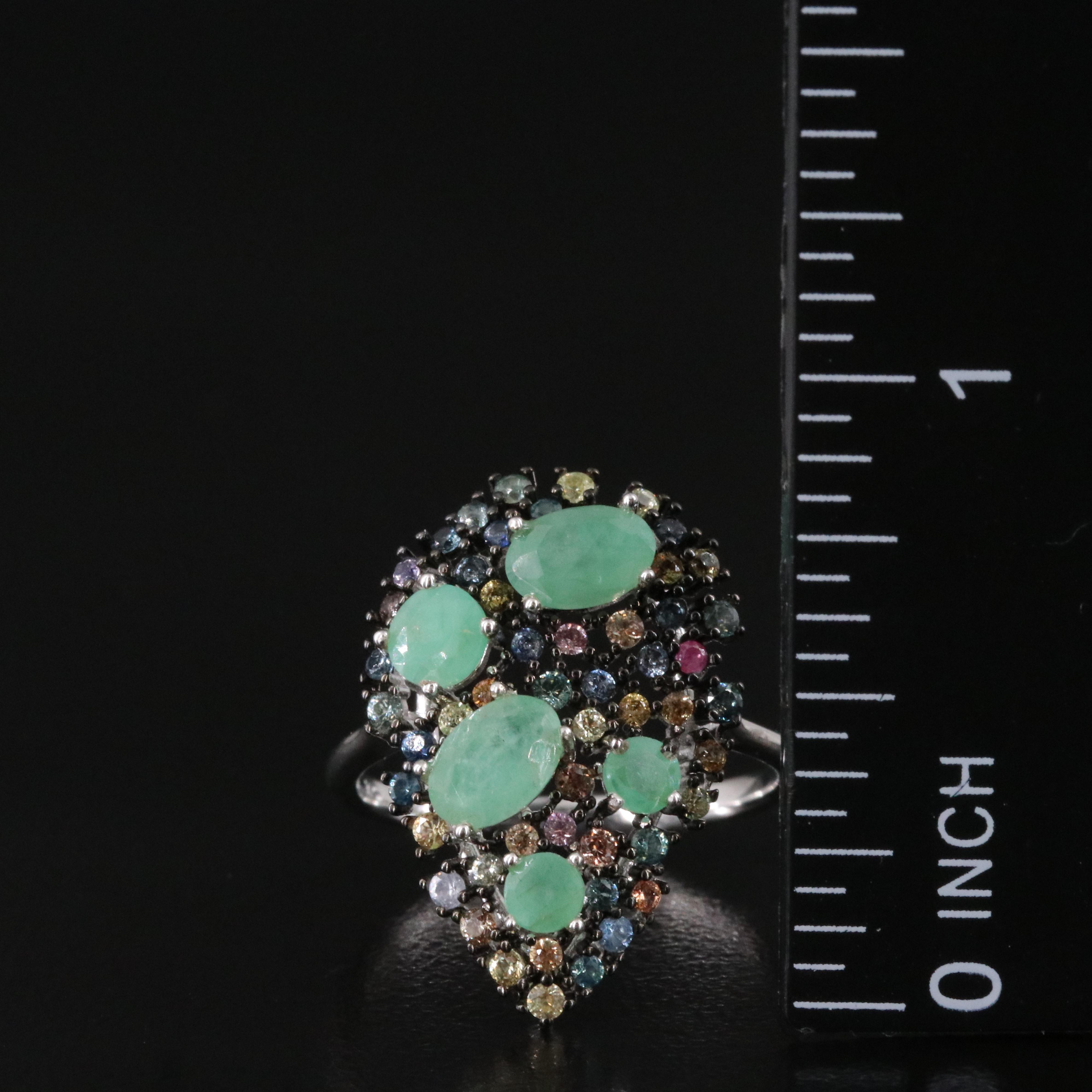 Sterling Emerald and Sapphire Ring