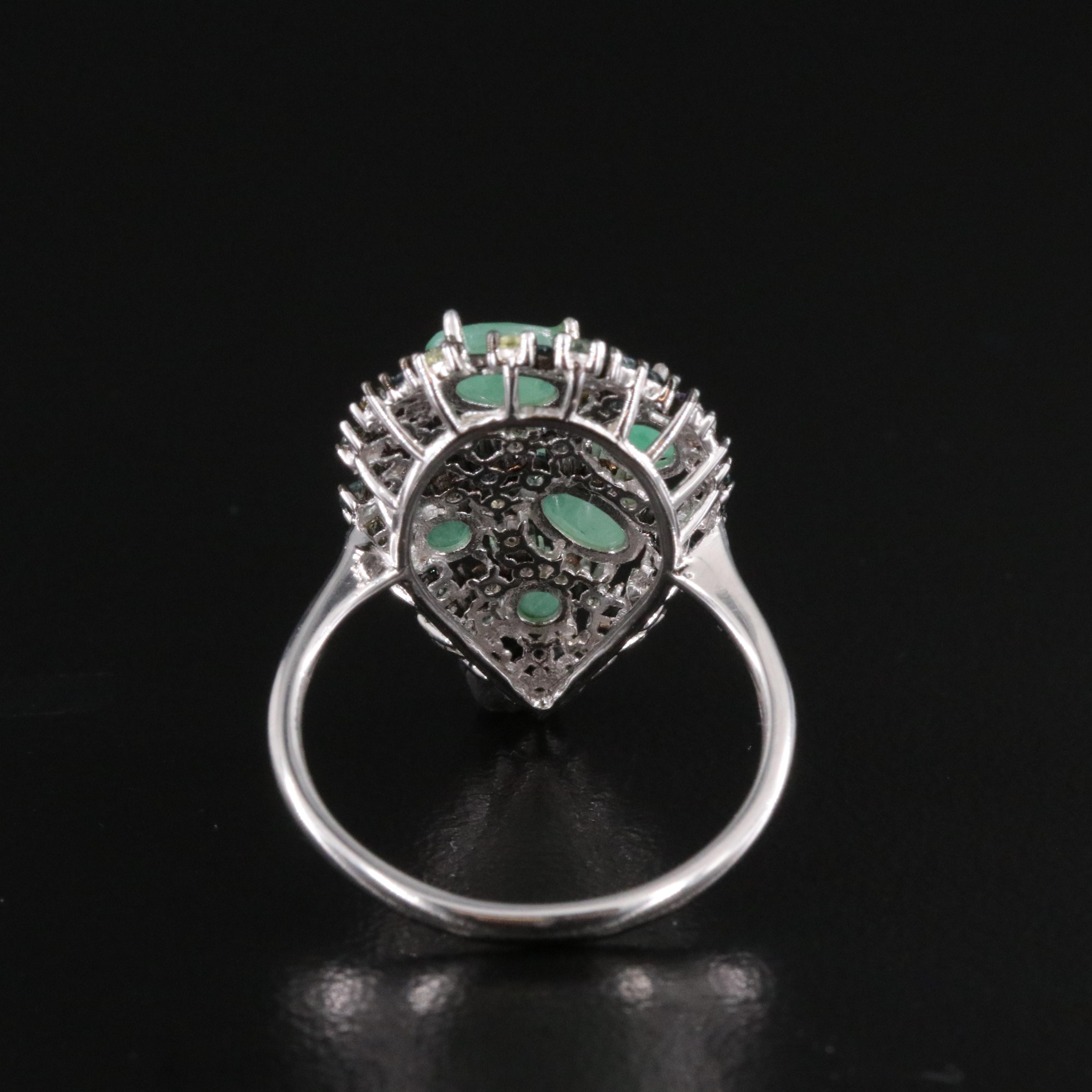 Sterling Emerald and Sapphire Ring