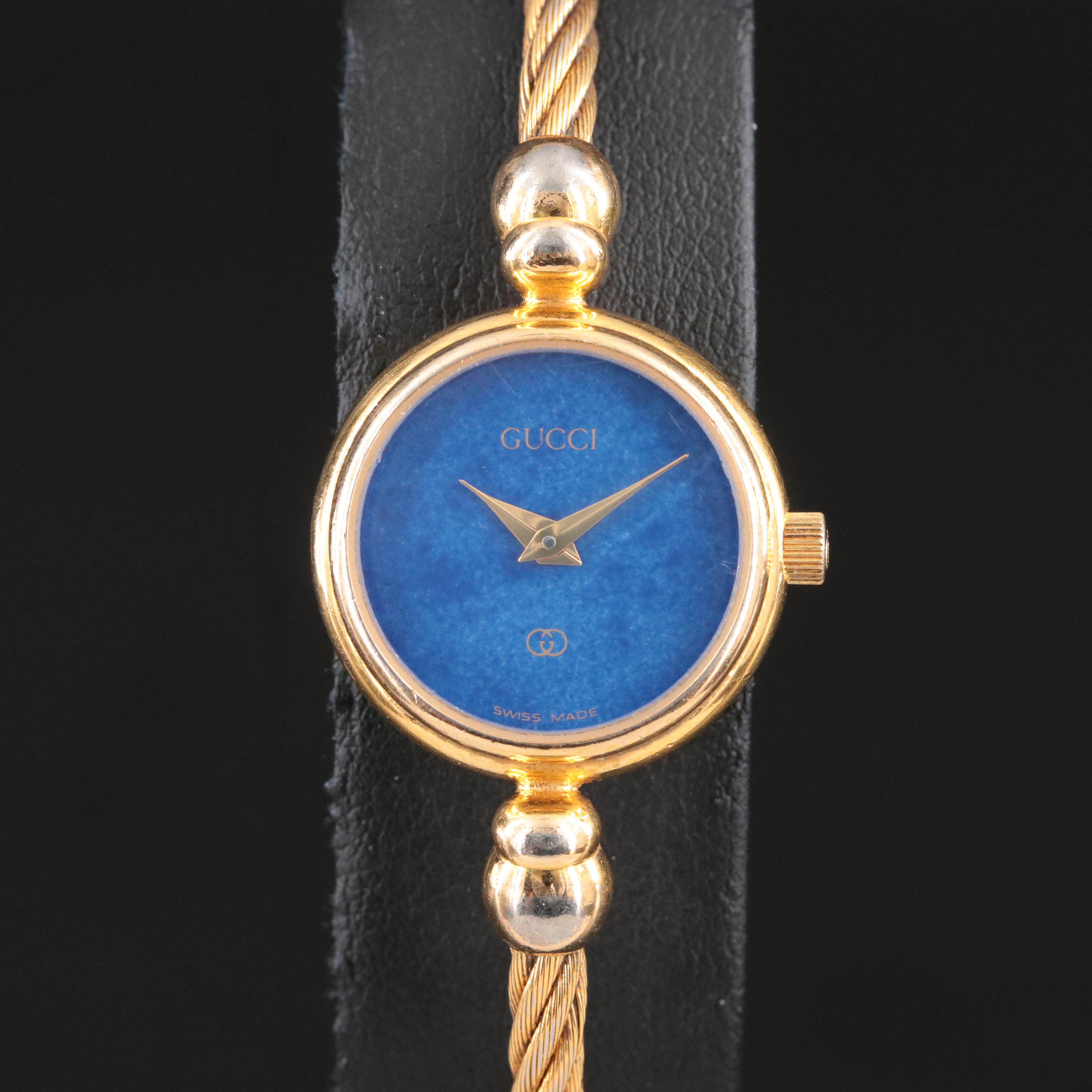 Gucci 2047L Bangle Watch with Blue Dial