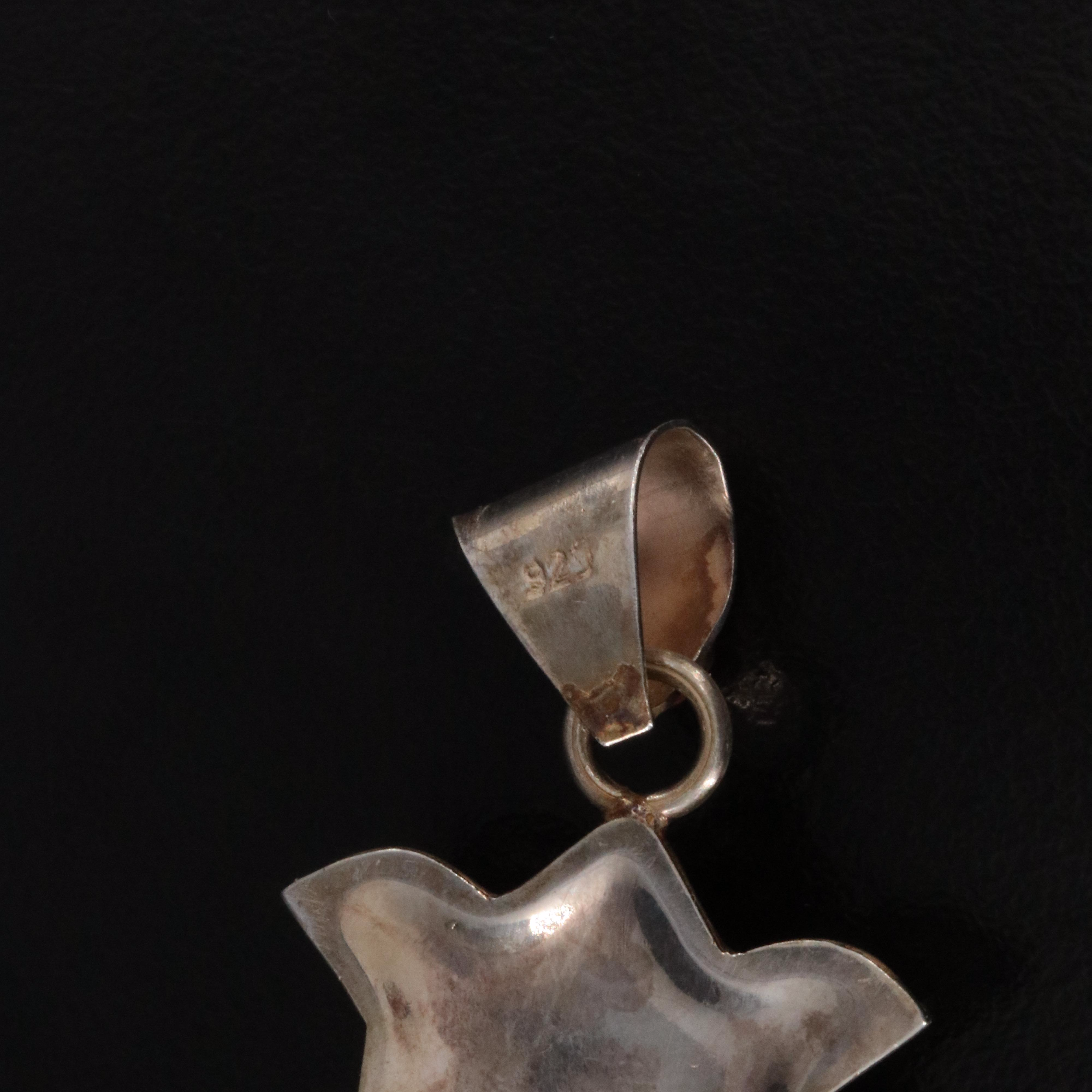 Sterling Sillimanite and Coral Cross Pendant