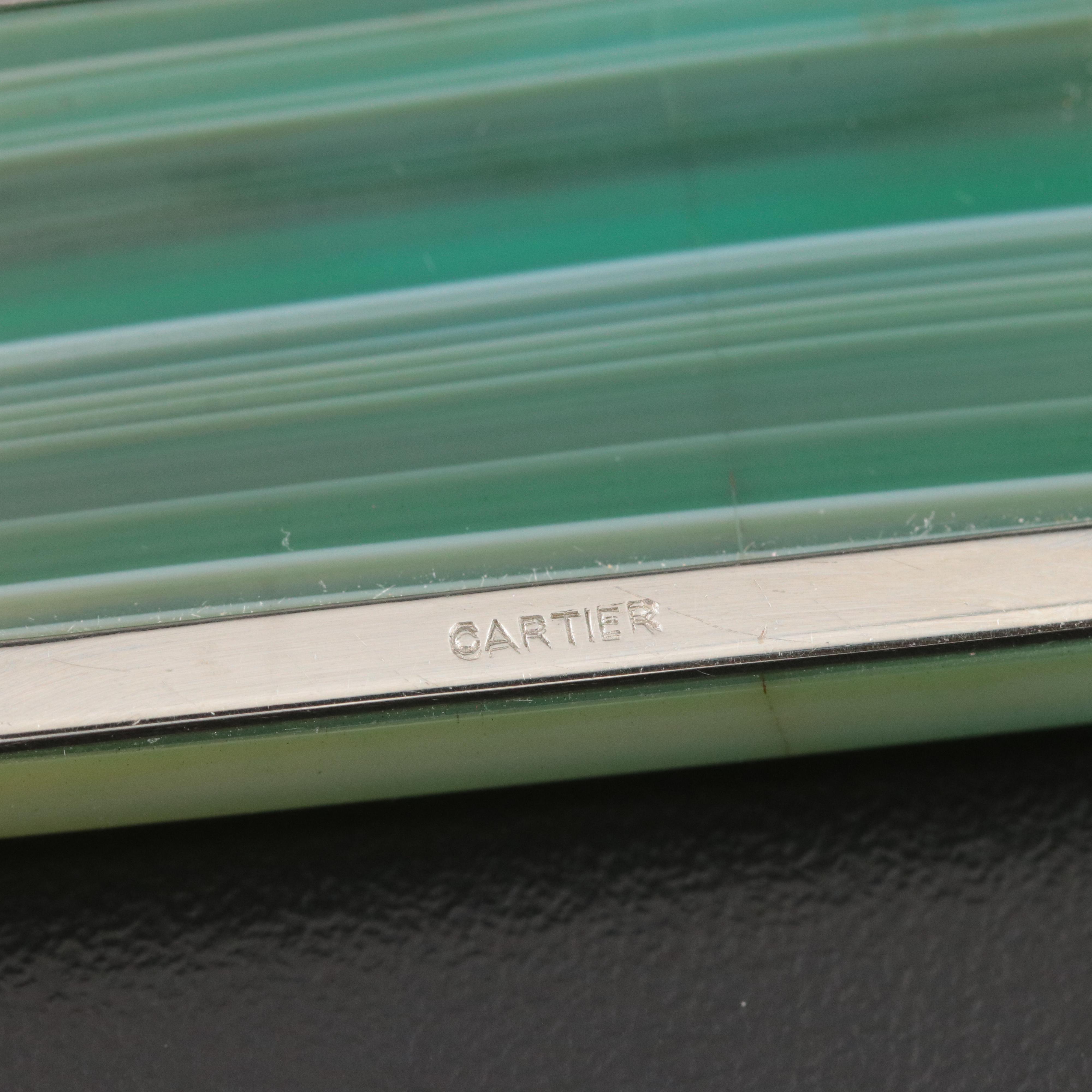 Cartier 18K Agate Rectangular Seal Brooch 1930's