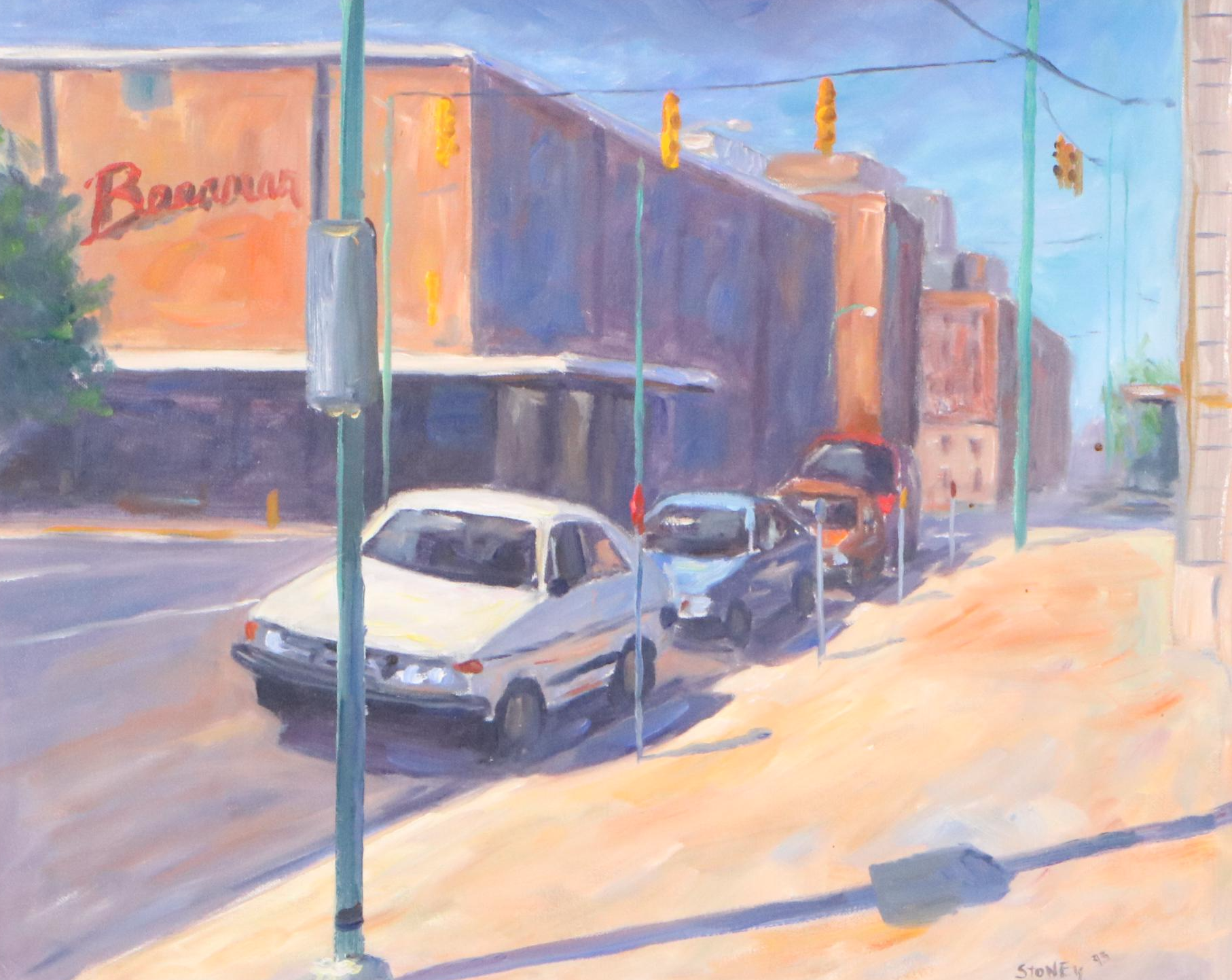 Stoney Roberts Oil Painting "Parking Meters," 1993