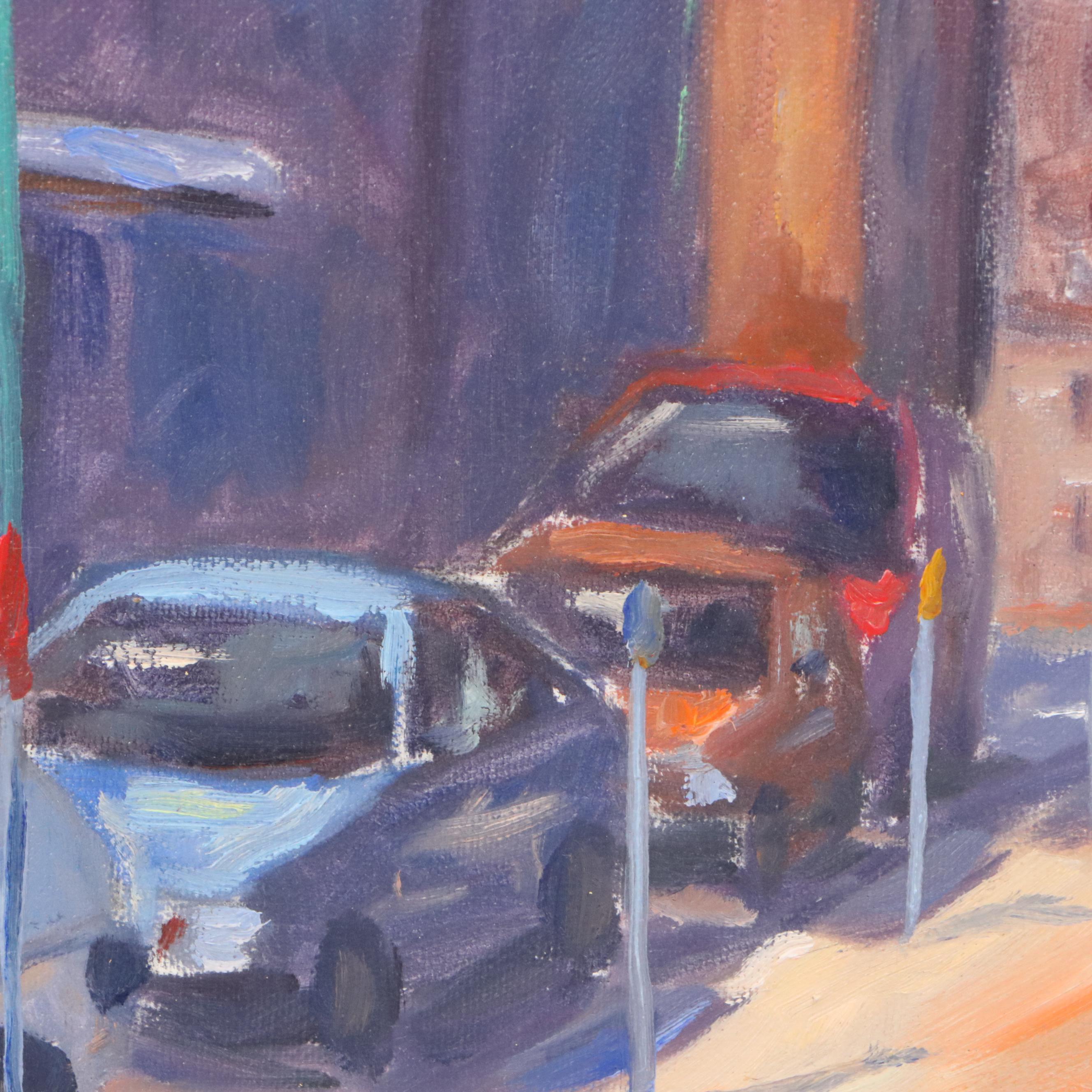 Stoney Roberts Oil Painting "Parking Meters," 1993