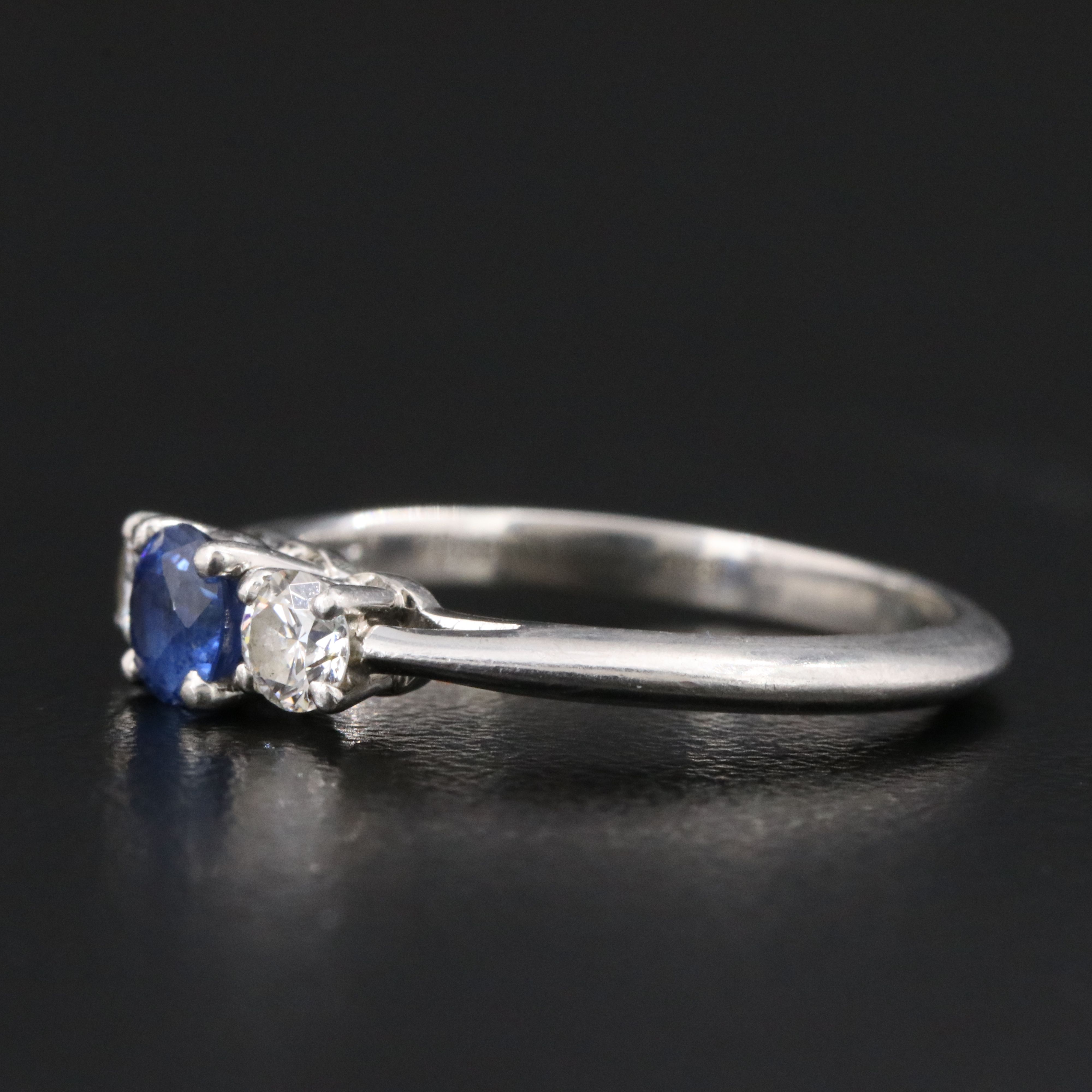 Tiffany & Co. Platinum Sapphire and Diamond Three Stone Ring