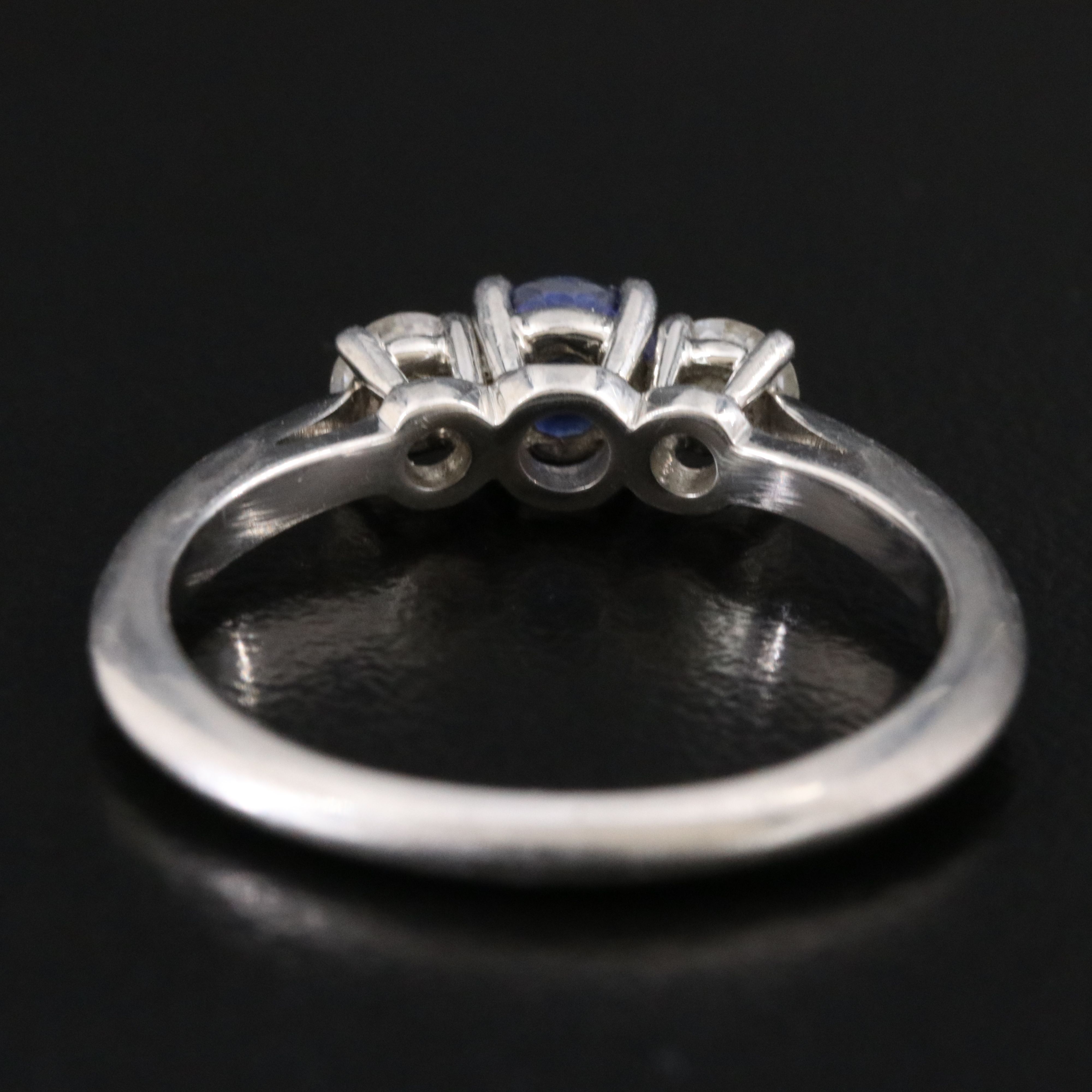 Tiffany & Co. Platinum Sapphire and Diamond Three Stone Ring