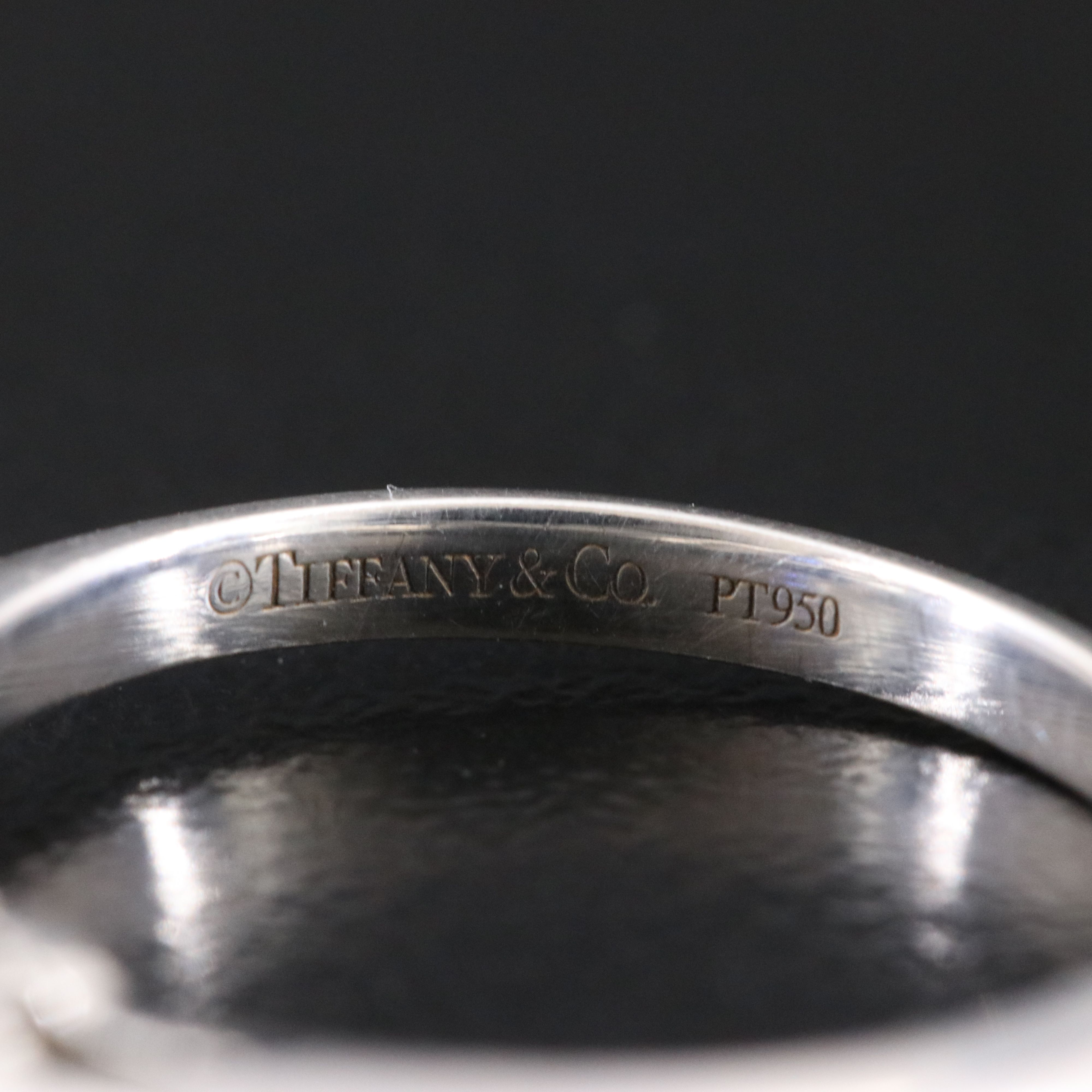 Tiffany & Co. Platinum Sapphire and Diamond Three Stone Ring