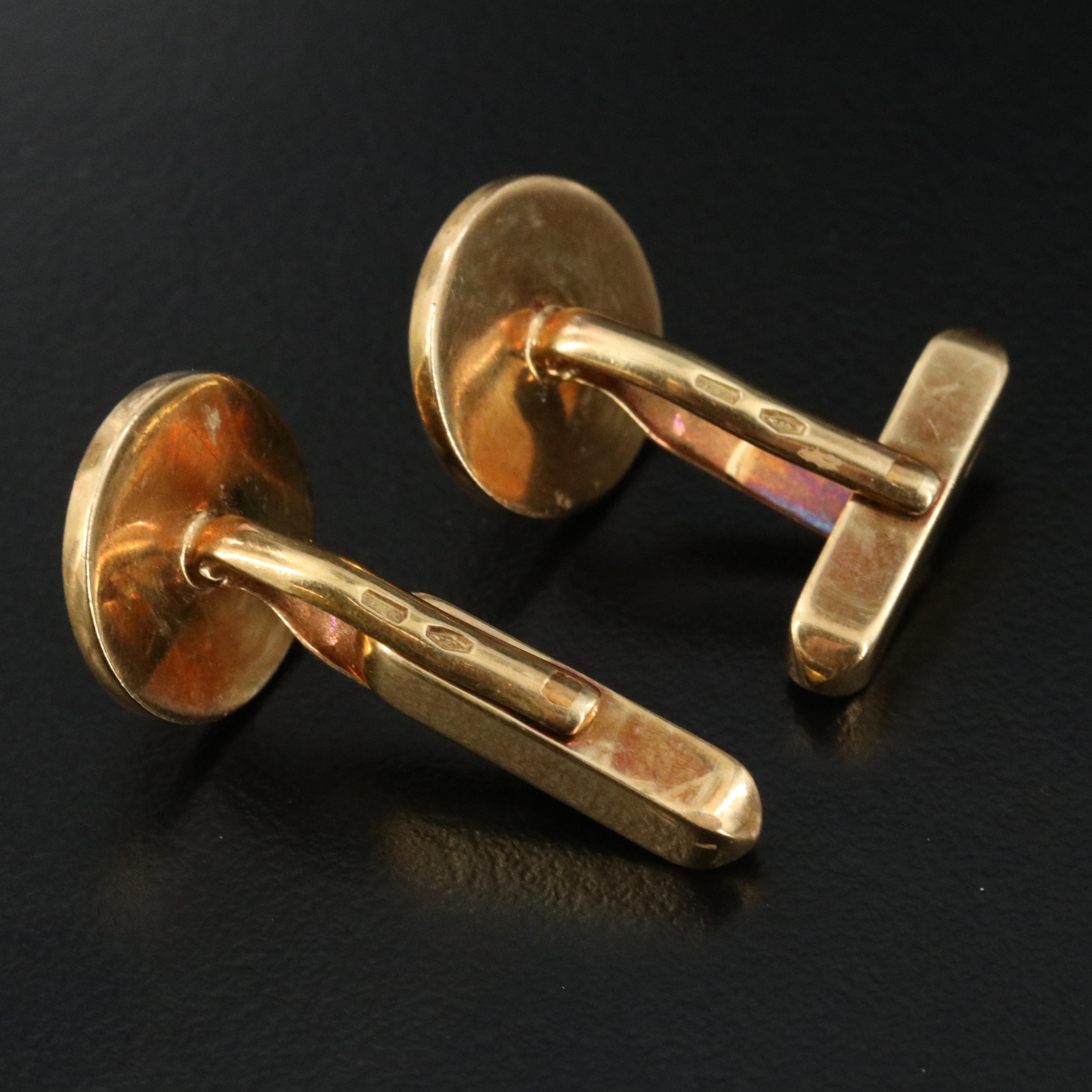 Bulgari BVLGARI 18K Knurled Cufflinks with Black Tracery Enamel