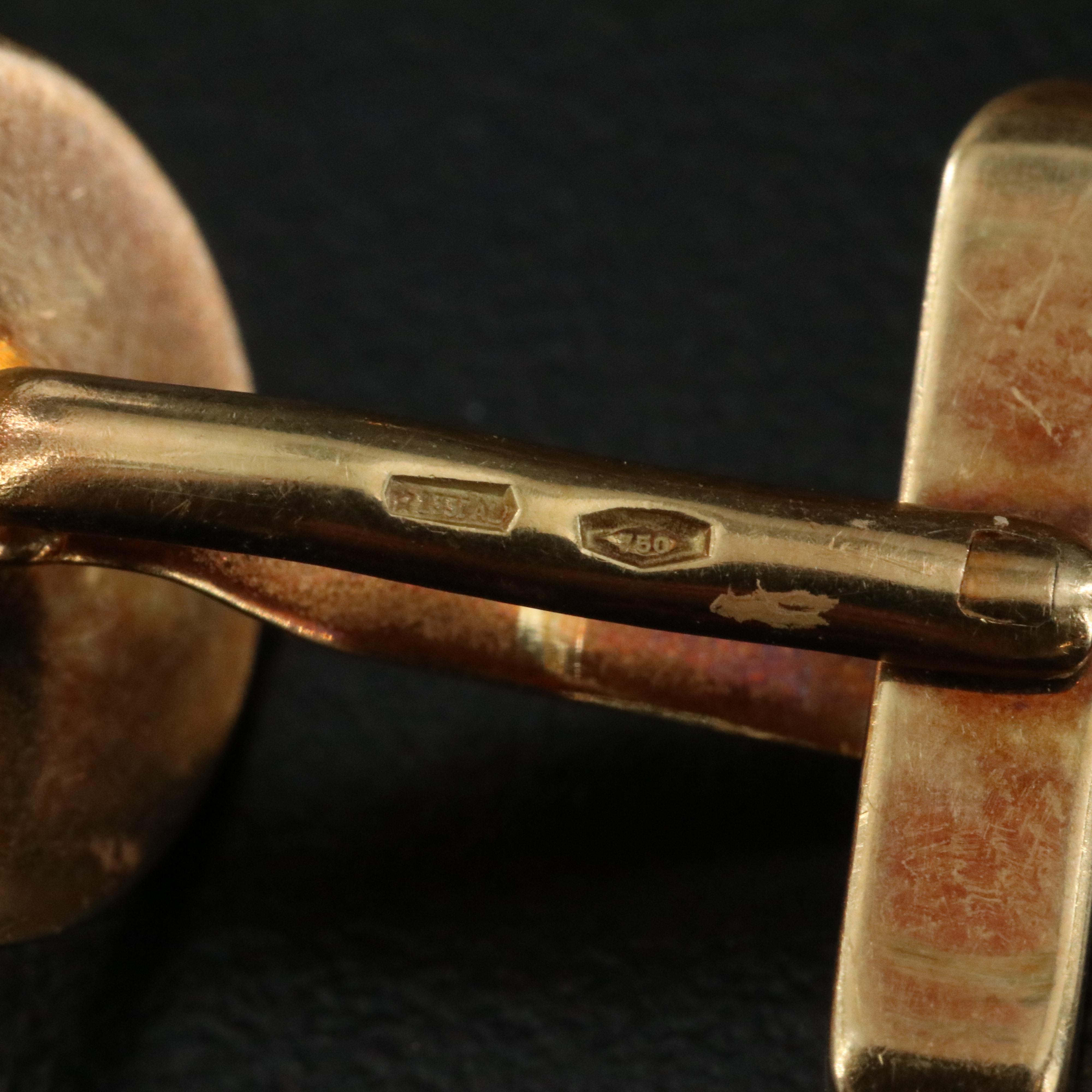 Bulgari BVLGARI 18K Knurled Cufflinks with Black Tracery Enamel