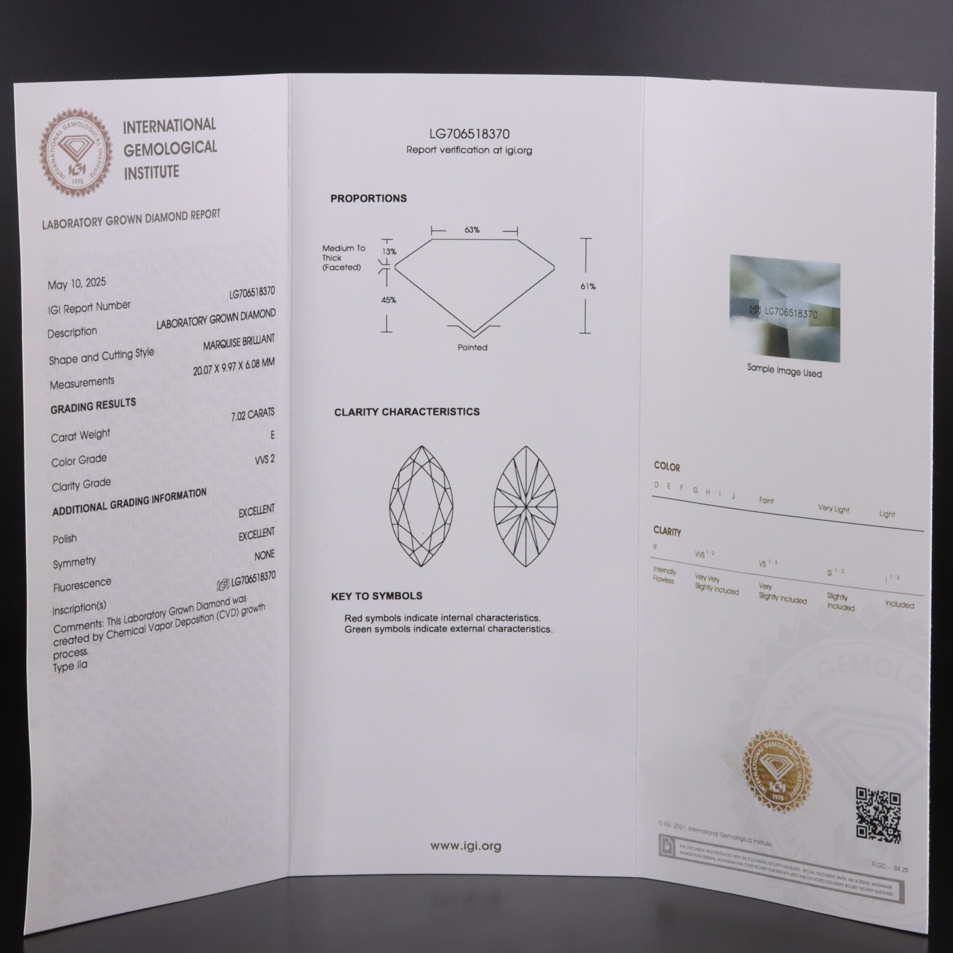 18K 7.02 CT Lab Grown Diamond Solitaire Ring with IGI Report