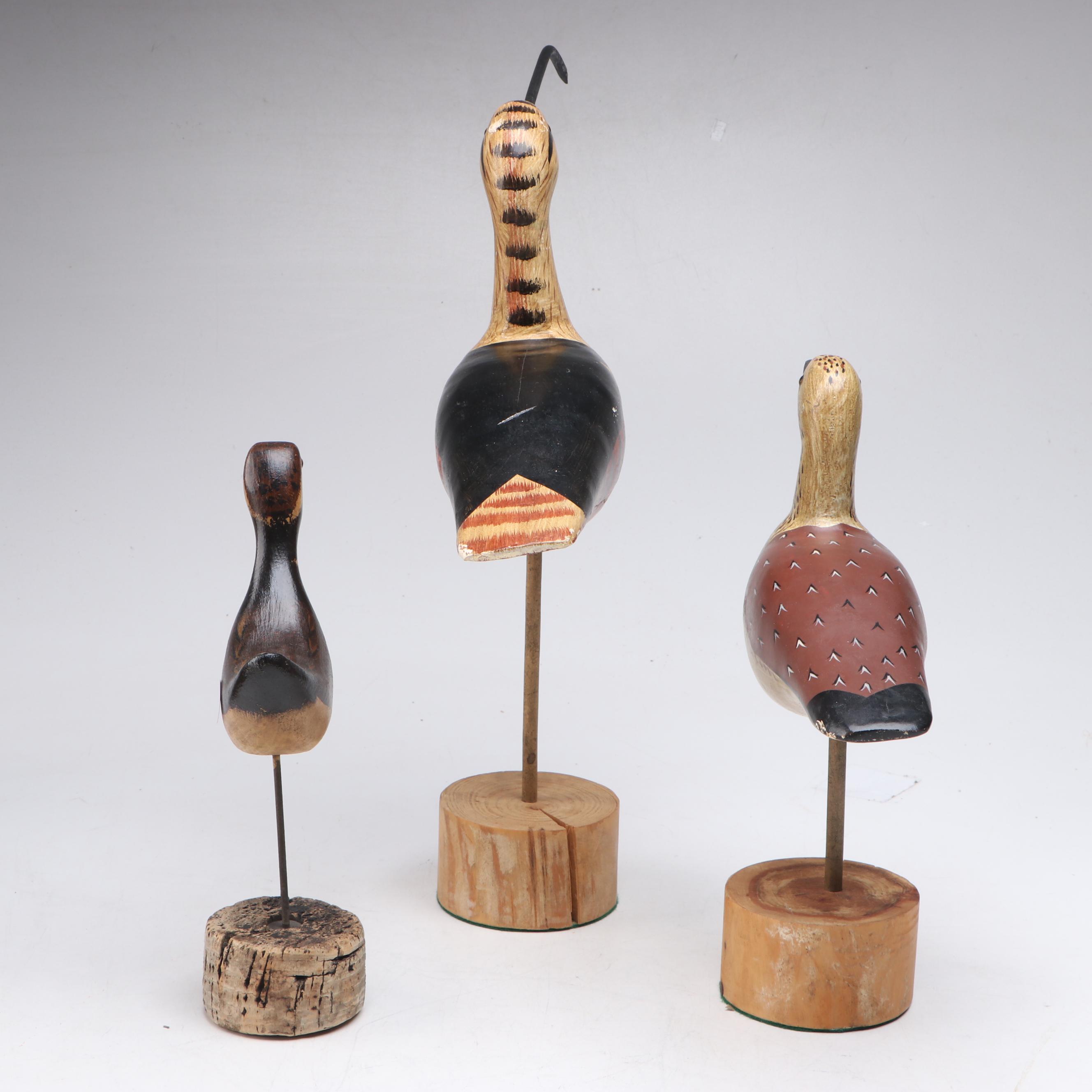 Jim Slack with Other Folk Art Style Bird Decoys with Box and Wall Hanging