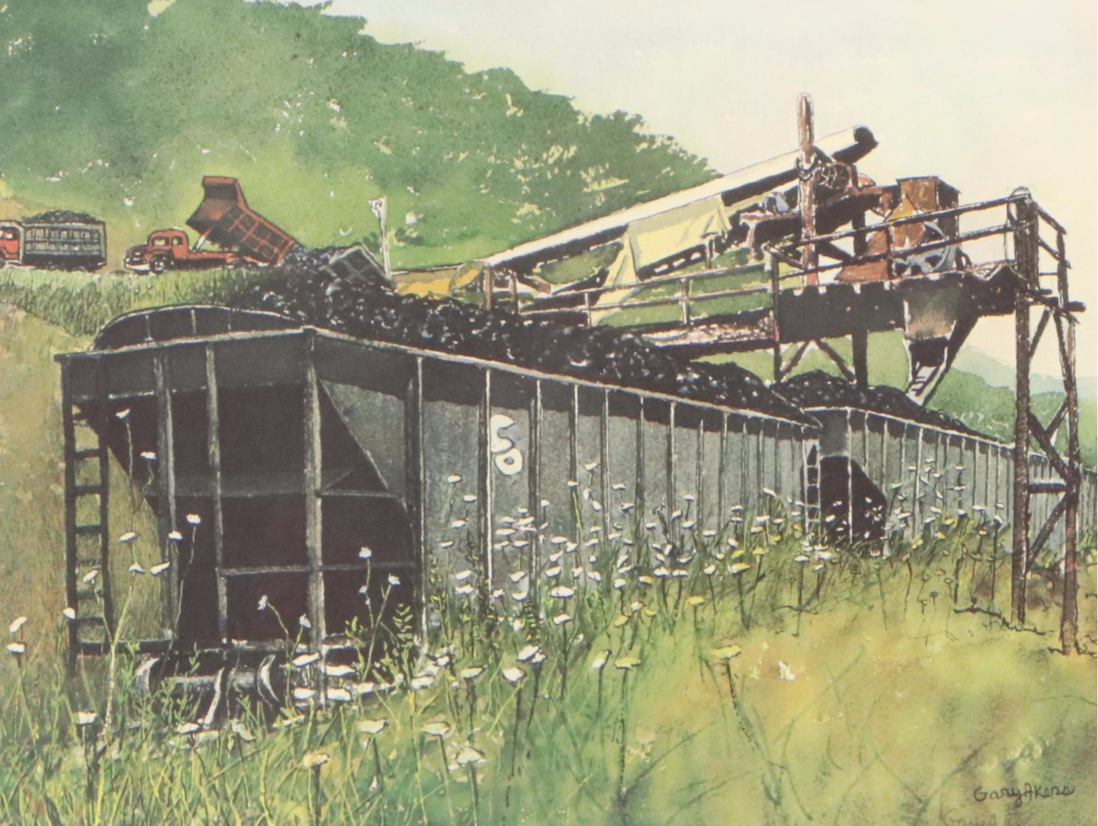 Gary Akers Offset Lithograph "King Coal"