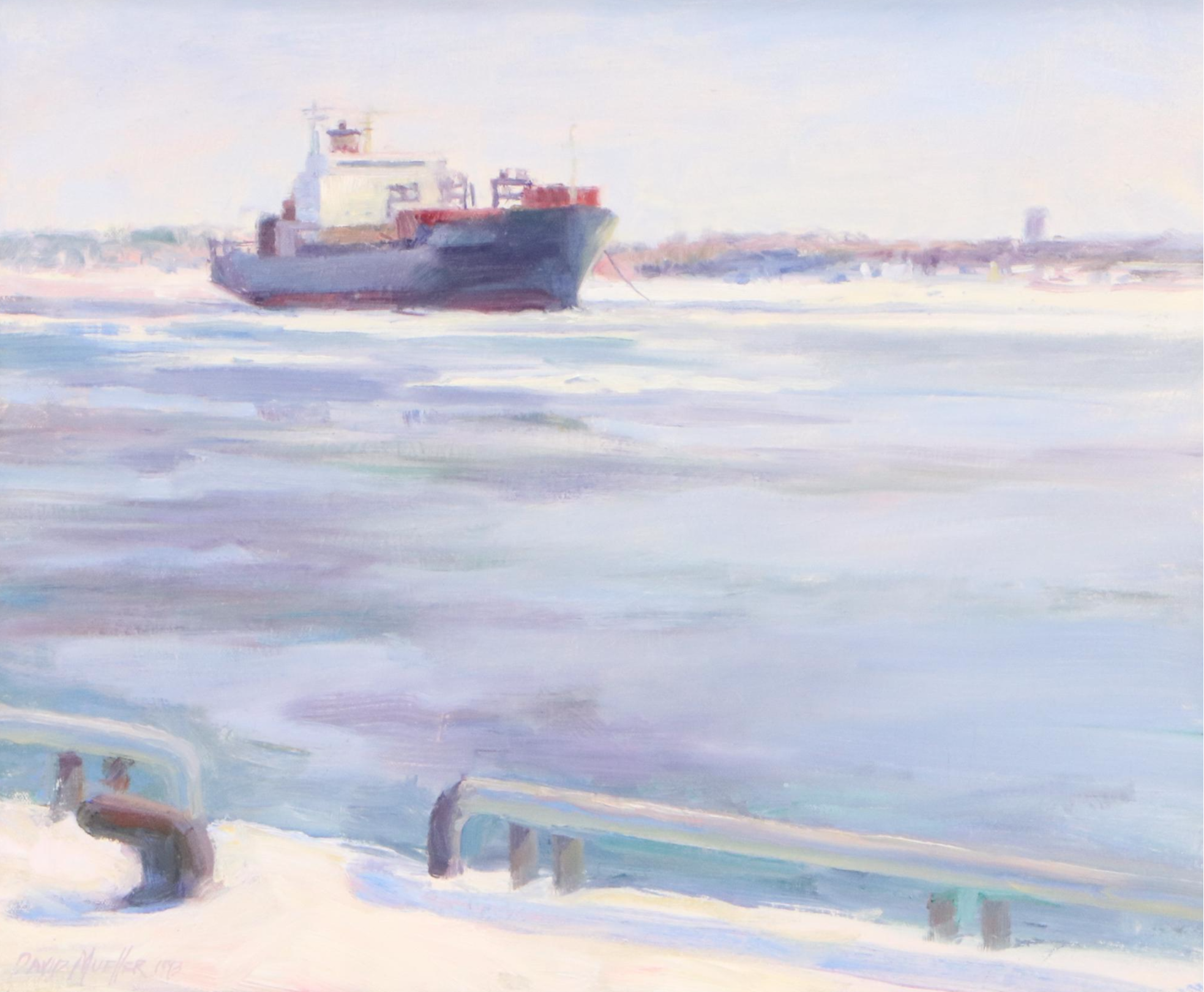 David Mueller Oil Painting "Riverside," 1993