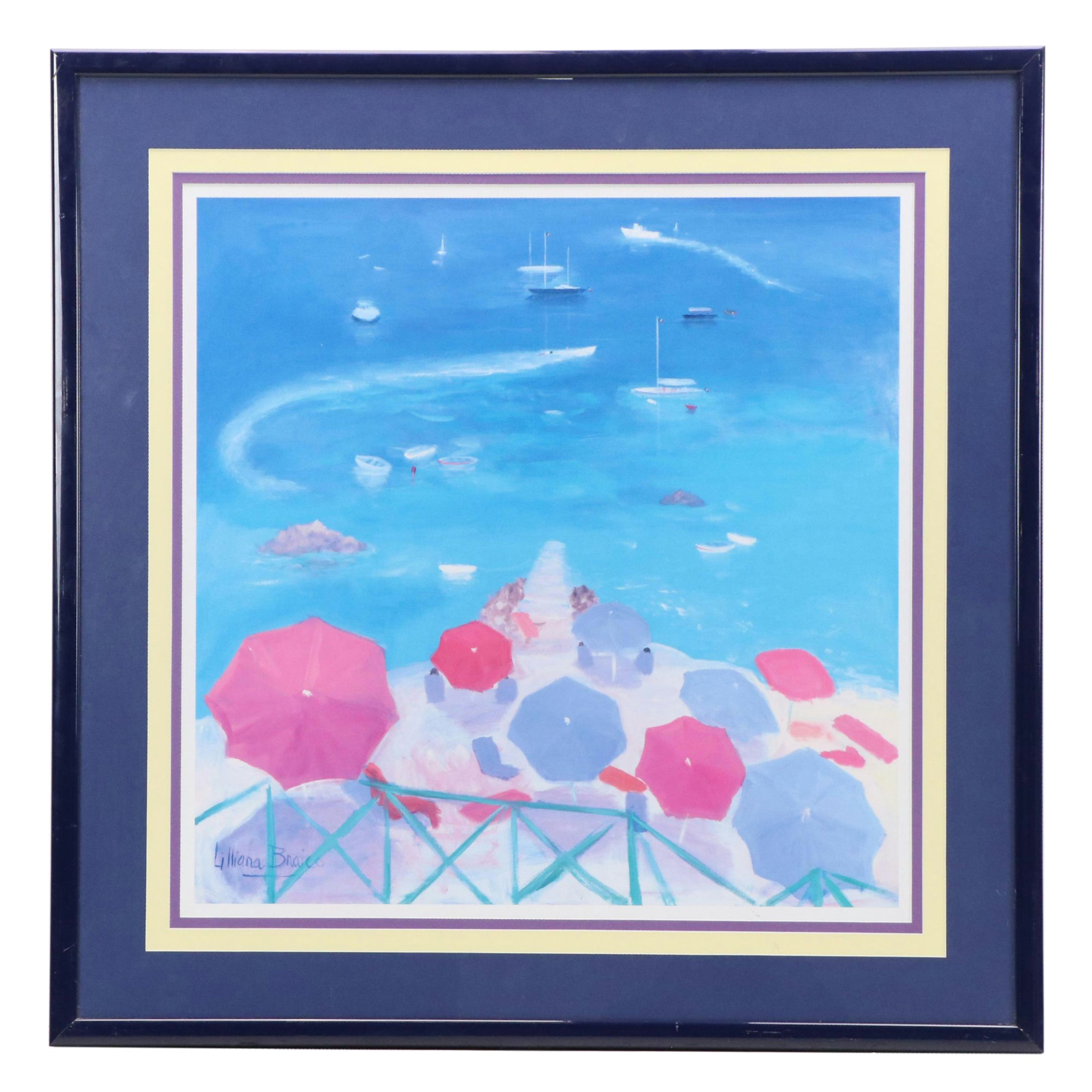 Lilliana Braico Offset Lithograph of Seaside Scene